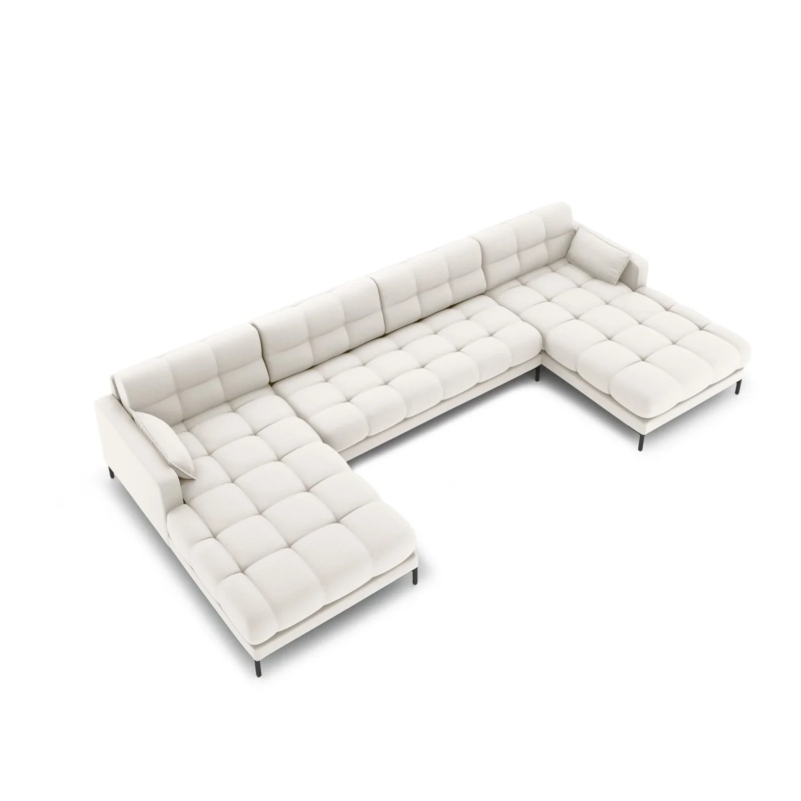 Mamaia 6-Sitzer Panorama-Sofa symmetrisch, Metallbeine Schwarz, mit Bezug aus Samt oder Strukturstoff, 383x185 cm - Image 2