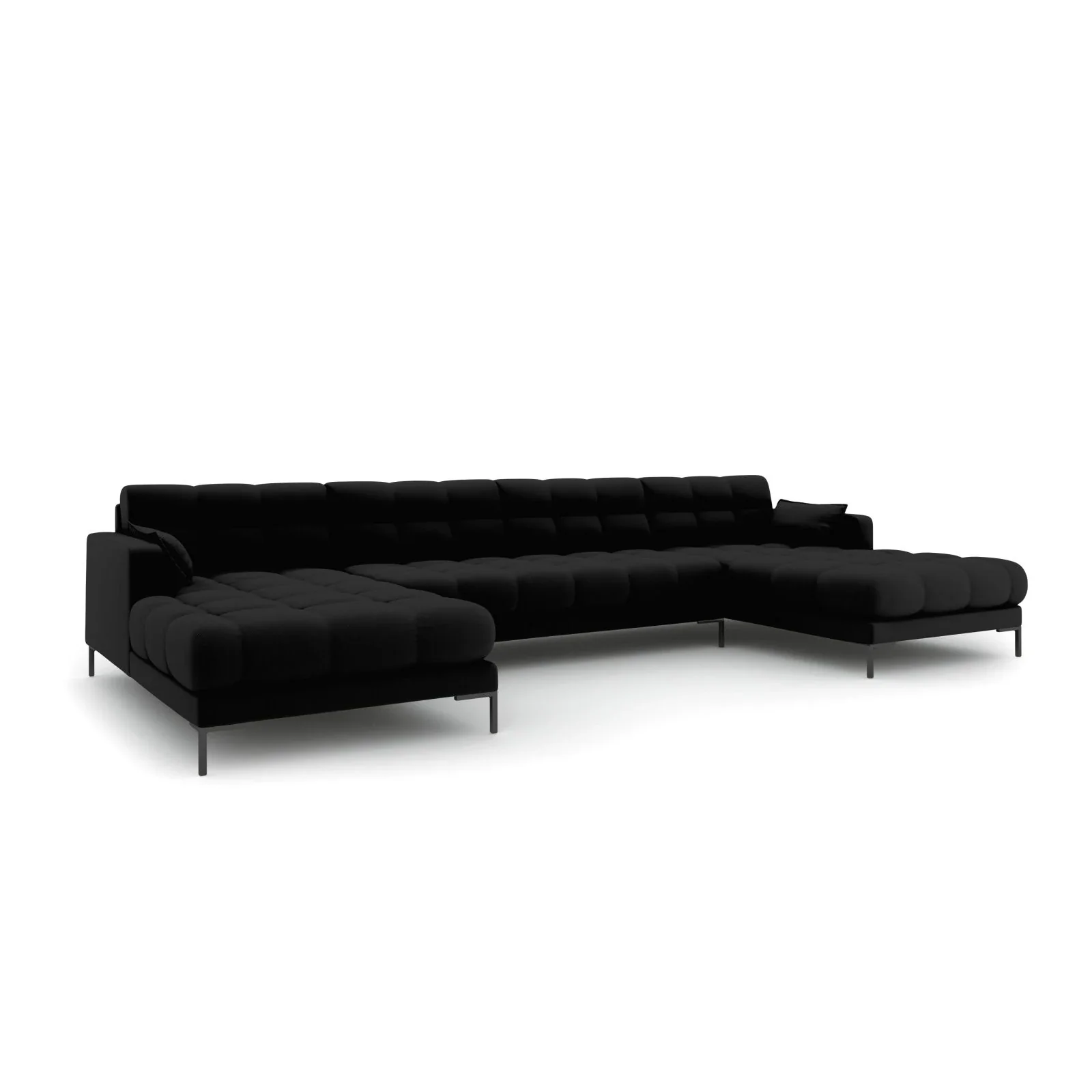 Mamaia 6-Sitzer Panorama-Sofa symmetrisch, Metallbeine Schwarz, mit Bezug aus Samt oder Strukturstoff, 383x185 cm - Image 21