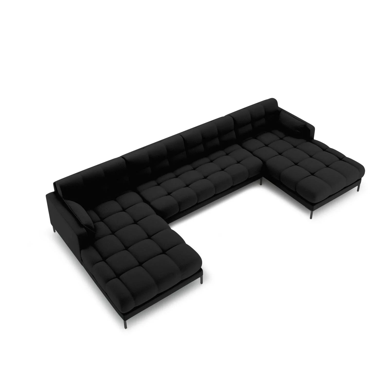 Mamaia 6-Sitzer Panorama-Sofa symmetrisch, Metallbeine Schwarz, mit Bezug aus Samt oder Strukturstoff, 383x185 cm - Image 22