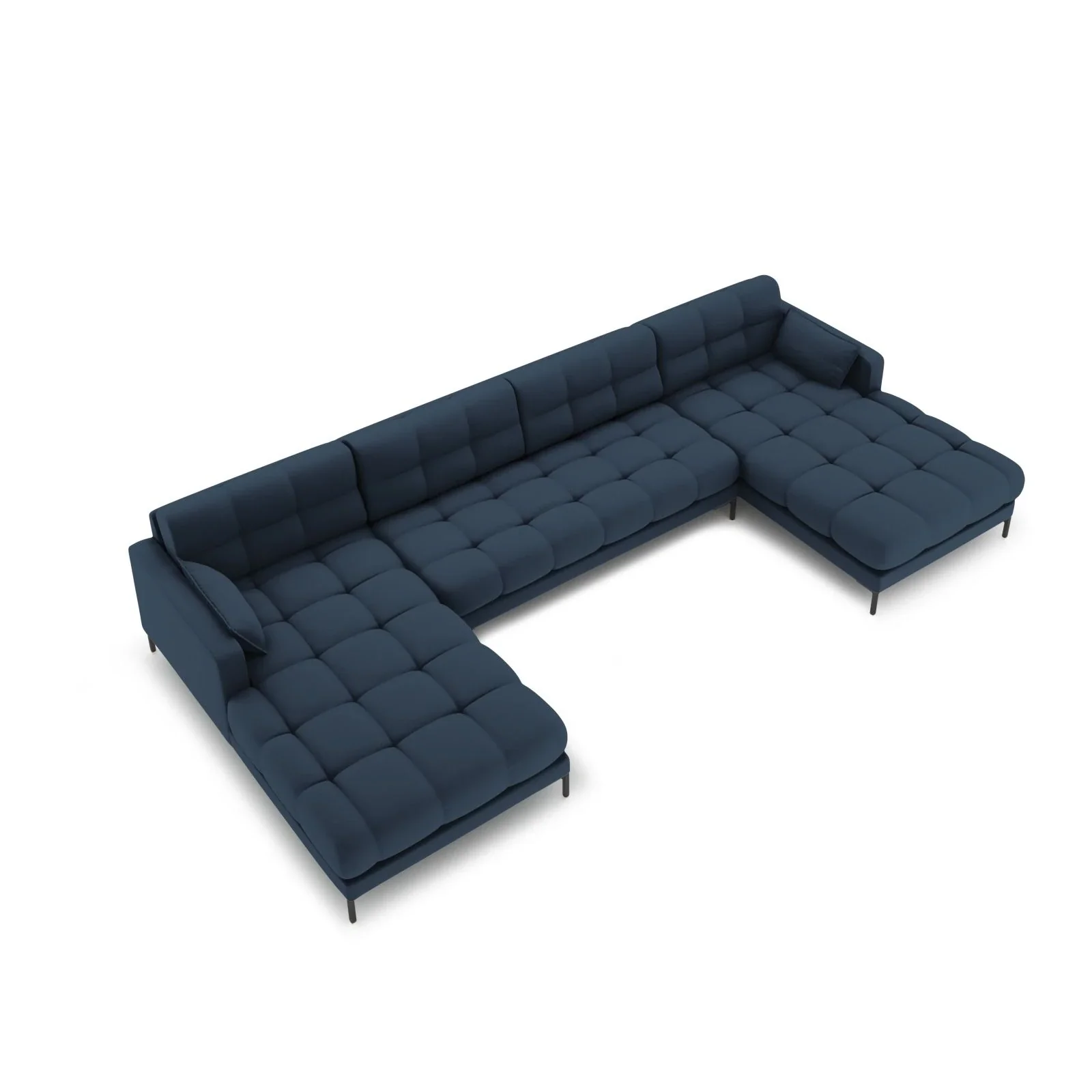 Mamaia 6-Sitzer Panorama-Sofa symmetrisch, Metallbeine Schwarz, mit Bezug aus Samt oder Strukturstoff, 383x185 cm - Image 27