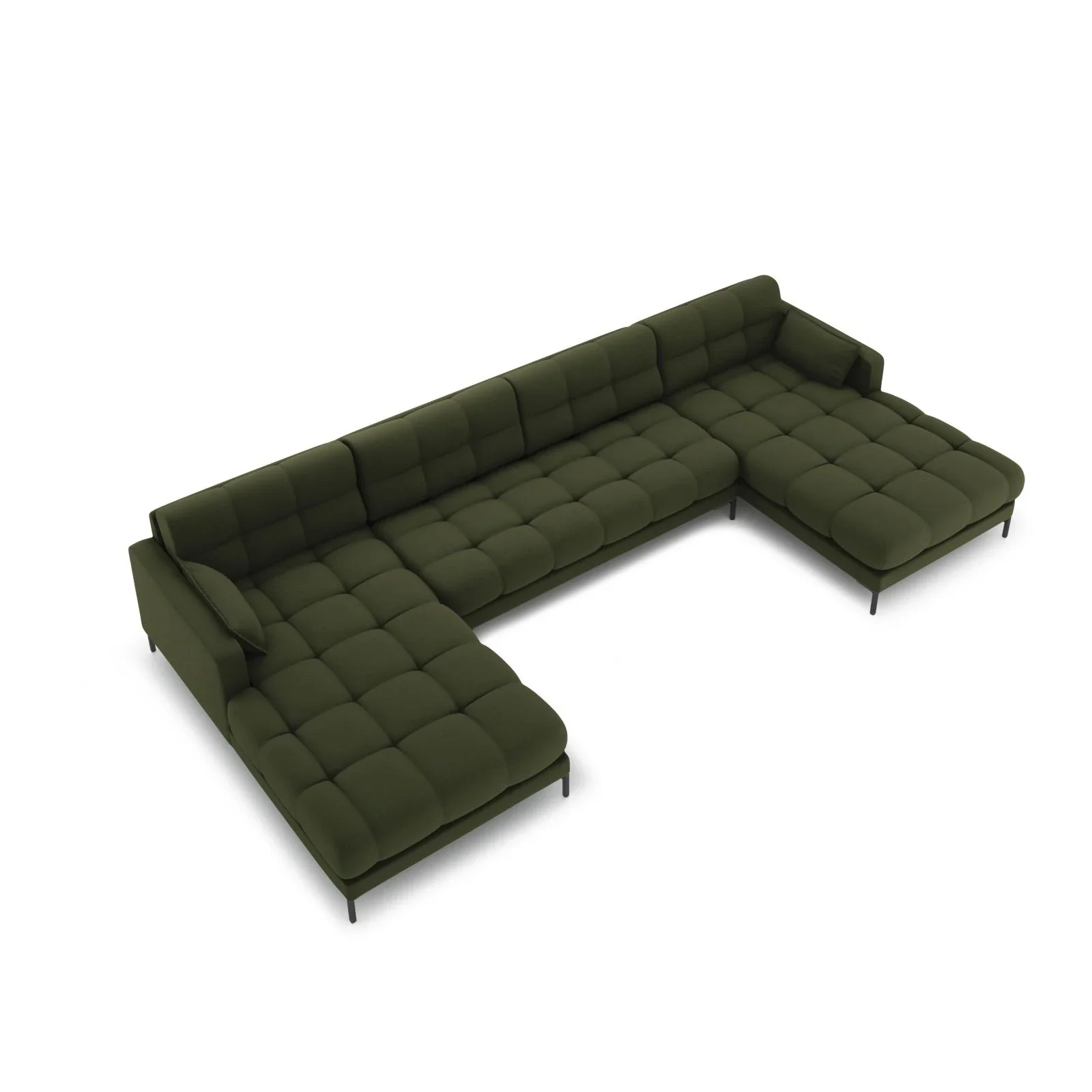 Mamaia 6-Sitzer Panorama-Sofa symmetrisch, Metallbeine Schwarz, mit Bezug aus Samt oder Strukturstoff, 383x185 cm - Image 32