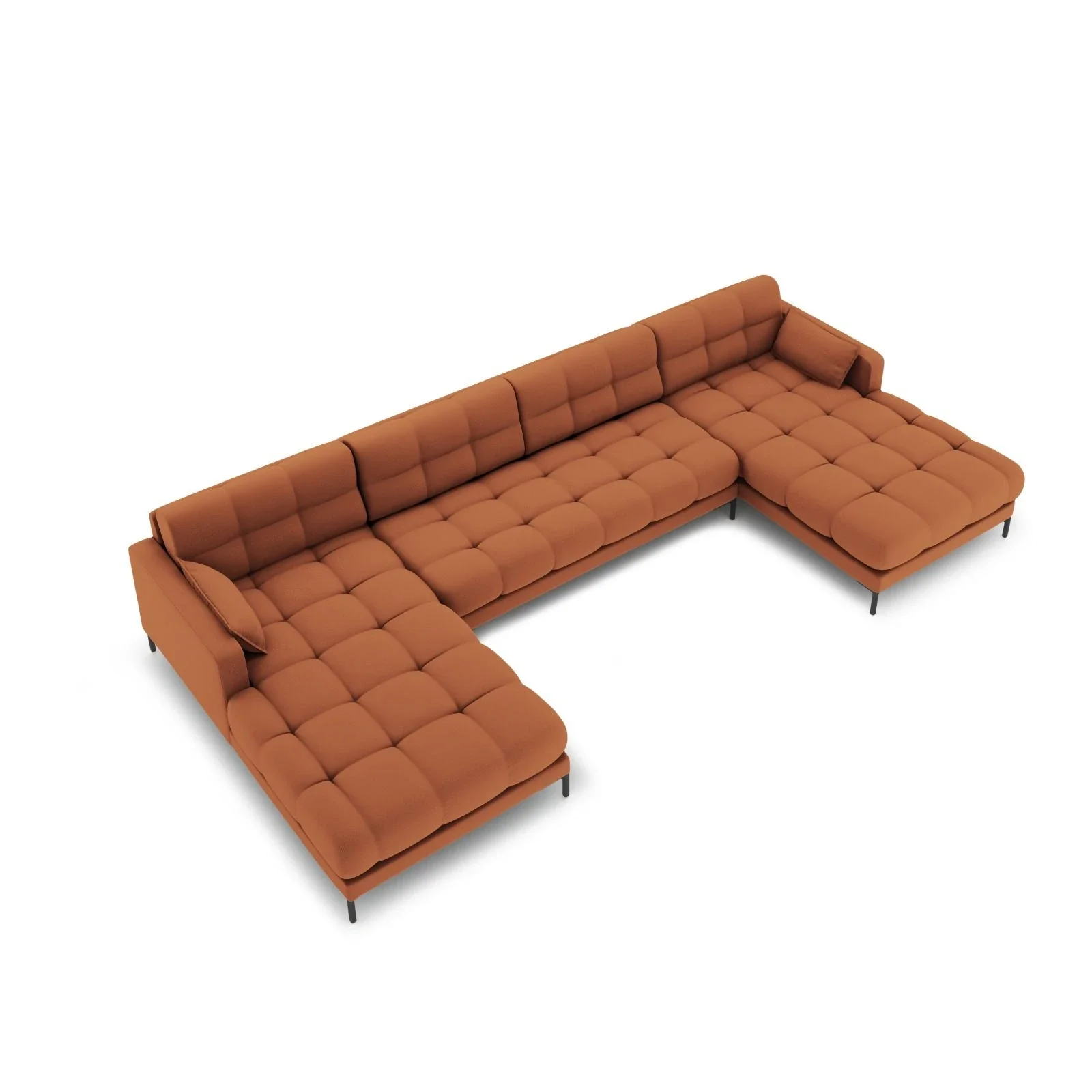Mamaia 6-Sitzer Panorama-Sofa symmetrisch, Metallbeine Schwarz, mit Bezug aus Samt oder Strukturstoff, 383x185 cm - Image 37