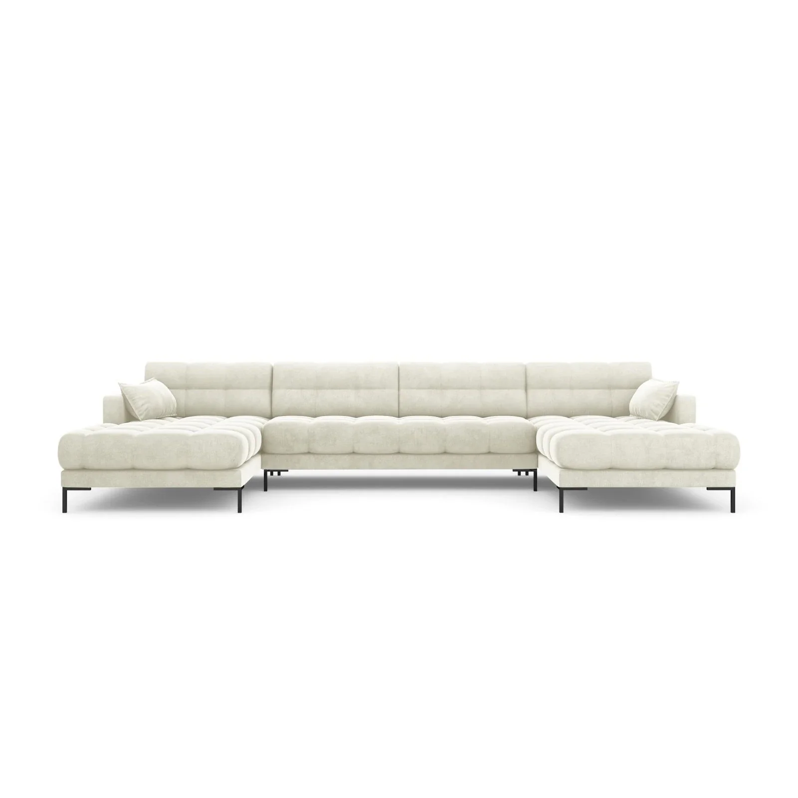 Mamaia 6-Sitzer Panorama-Sofa symmetrisch, Metallbeine Schwarz, mit Bezug aus Samt oder Strukturstoff, 383x185 cm - Image 43
