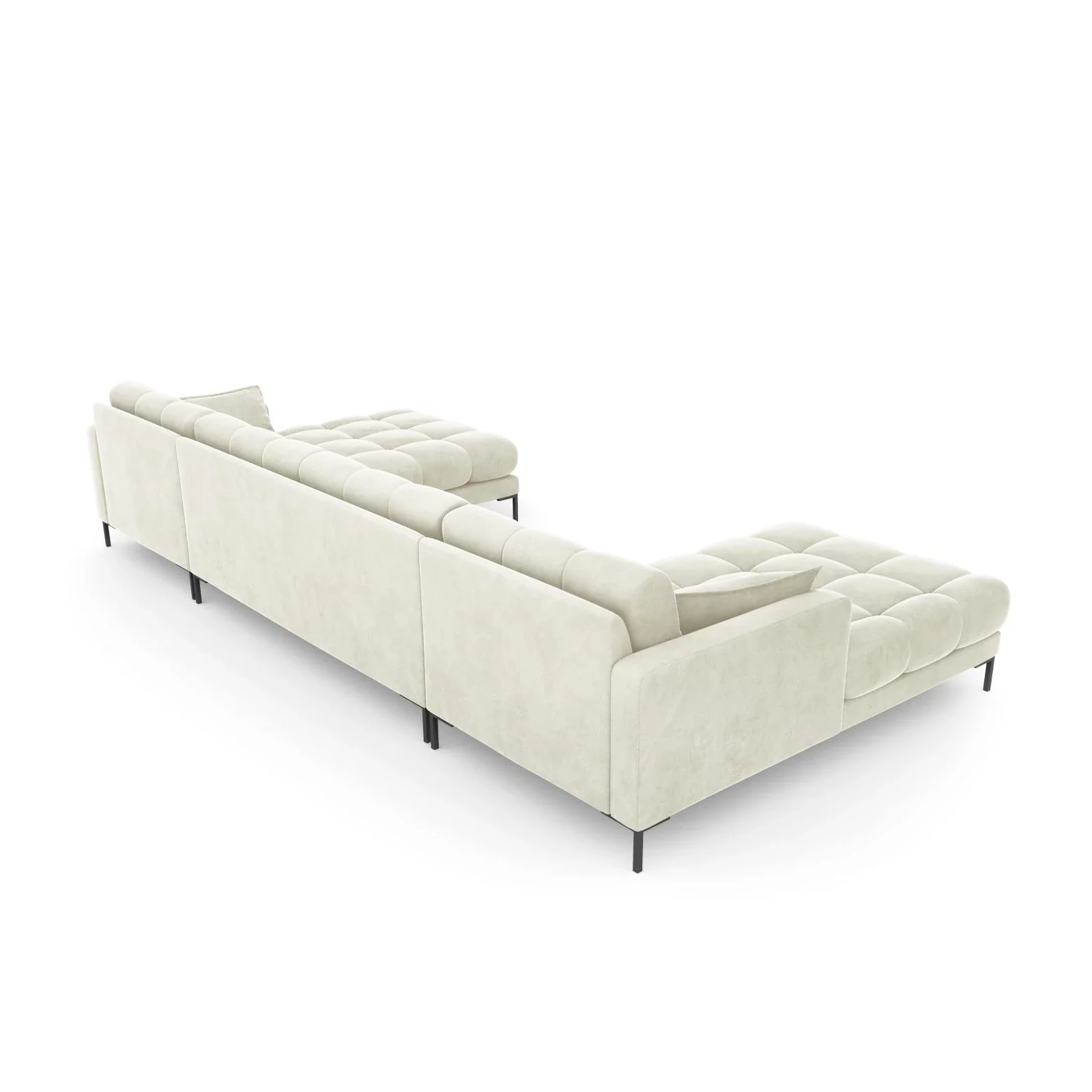 Mamaia 6-Sitzer Panorama-Sofa symmetrisch, Metallbeine Schwarz, mit Bezug aus Samt oder Strukturstoff, 383x185 cm - Image 45