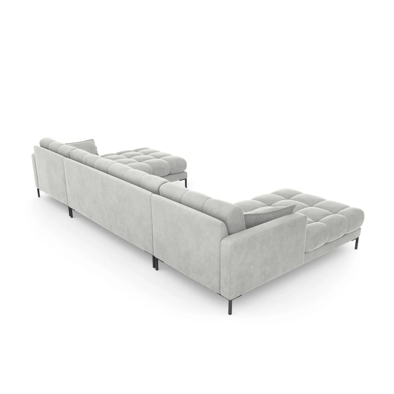 Mamaia 6-Sitzer Panorama-Sofa symmetrisch, Metallbeine Schwarz, mit Bezug aus Samt oder Strukturstoff, 383x185 cm - Image 53