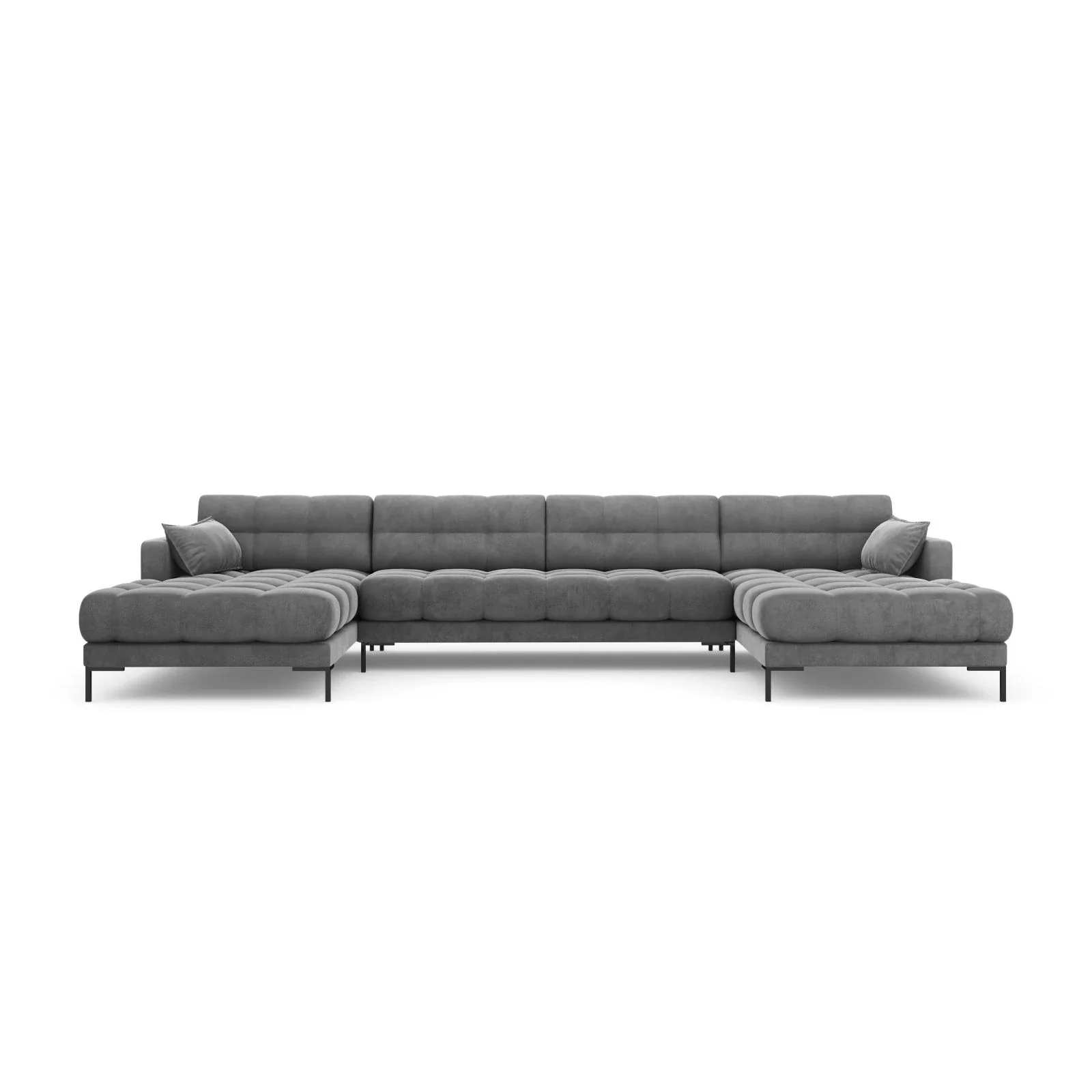 Mamaia 6-Sitzer Panorama-Sofa symmetrisch, Metallbeine Schwarz, mit Bezug aus Samt oder Strukturstoff, 383x185 cm - Image 59