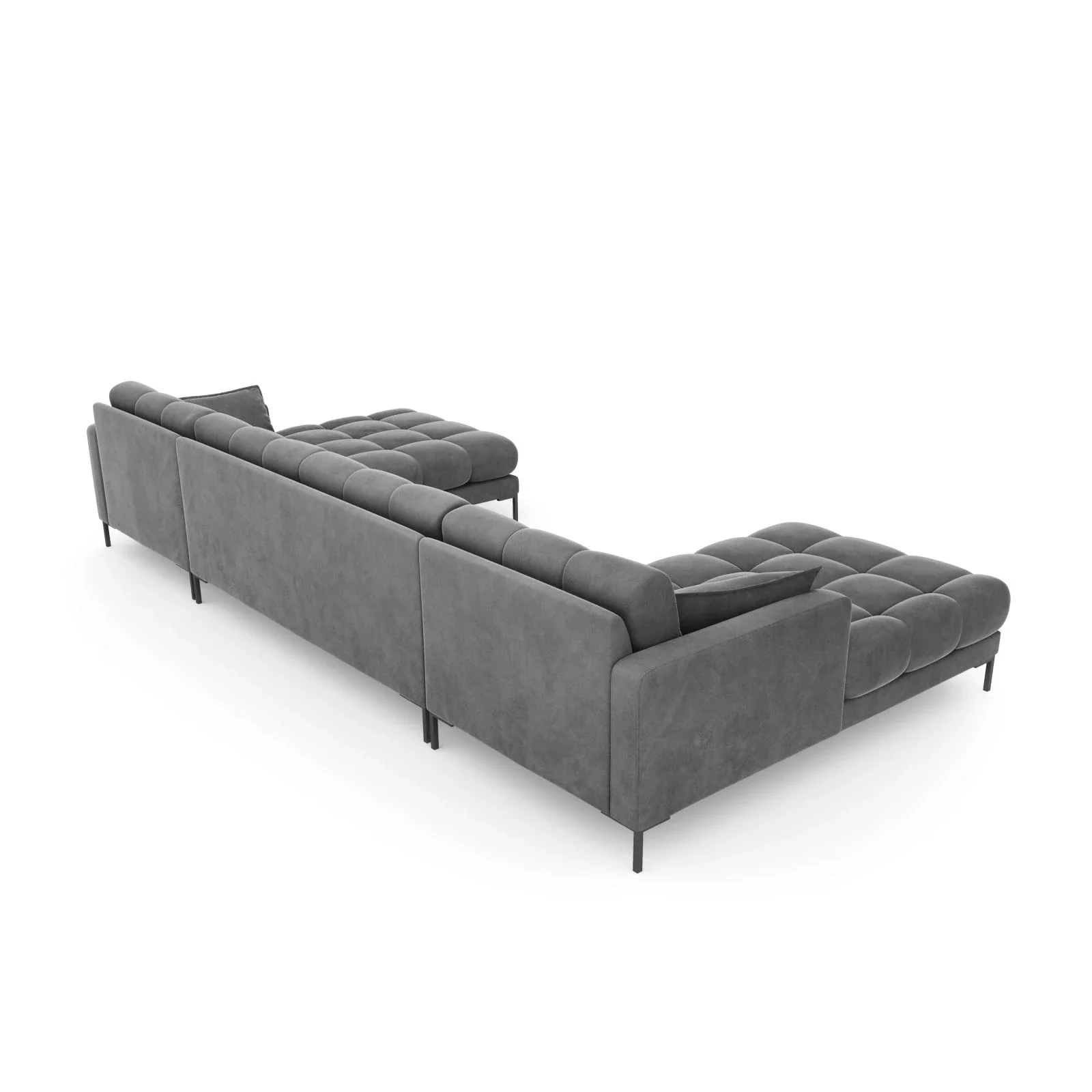 Mamaia 6-Sitzer Panorama-Sofa symmetrisch, Metallbeine Schwarz, mit Bezug aus Samt oder Strukturstoff, 383x185 cm - Image 61