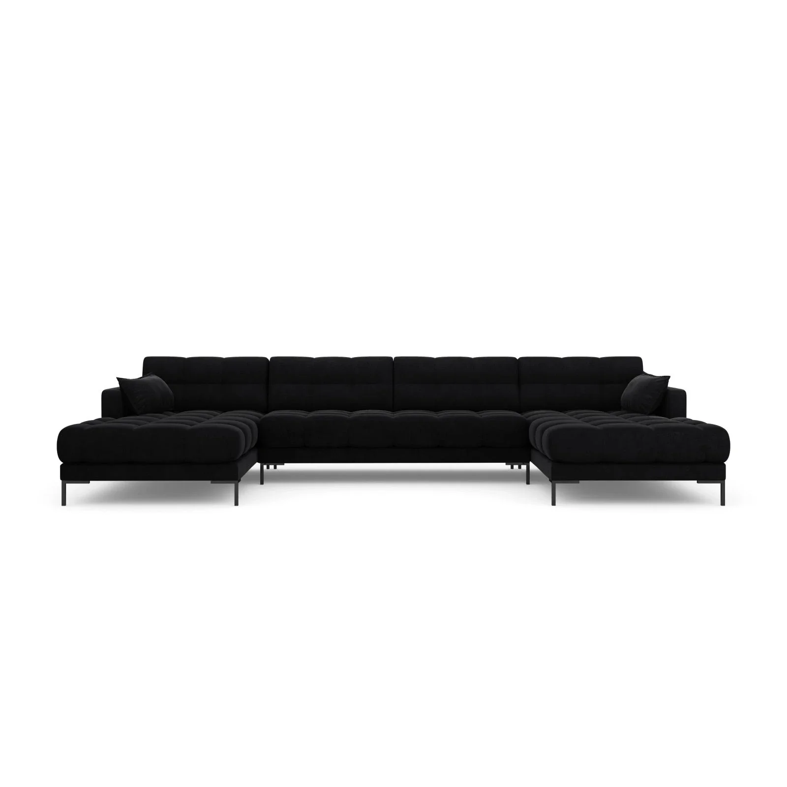 Mamaia 6-Sitzer Panorama-Sofa symmetrisch, Metallbeine Schwarz, mit Bezug aus Samt oder Strukturstoff, 383x185 cm - Image 75