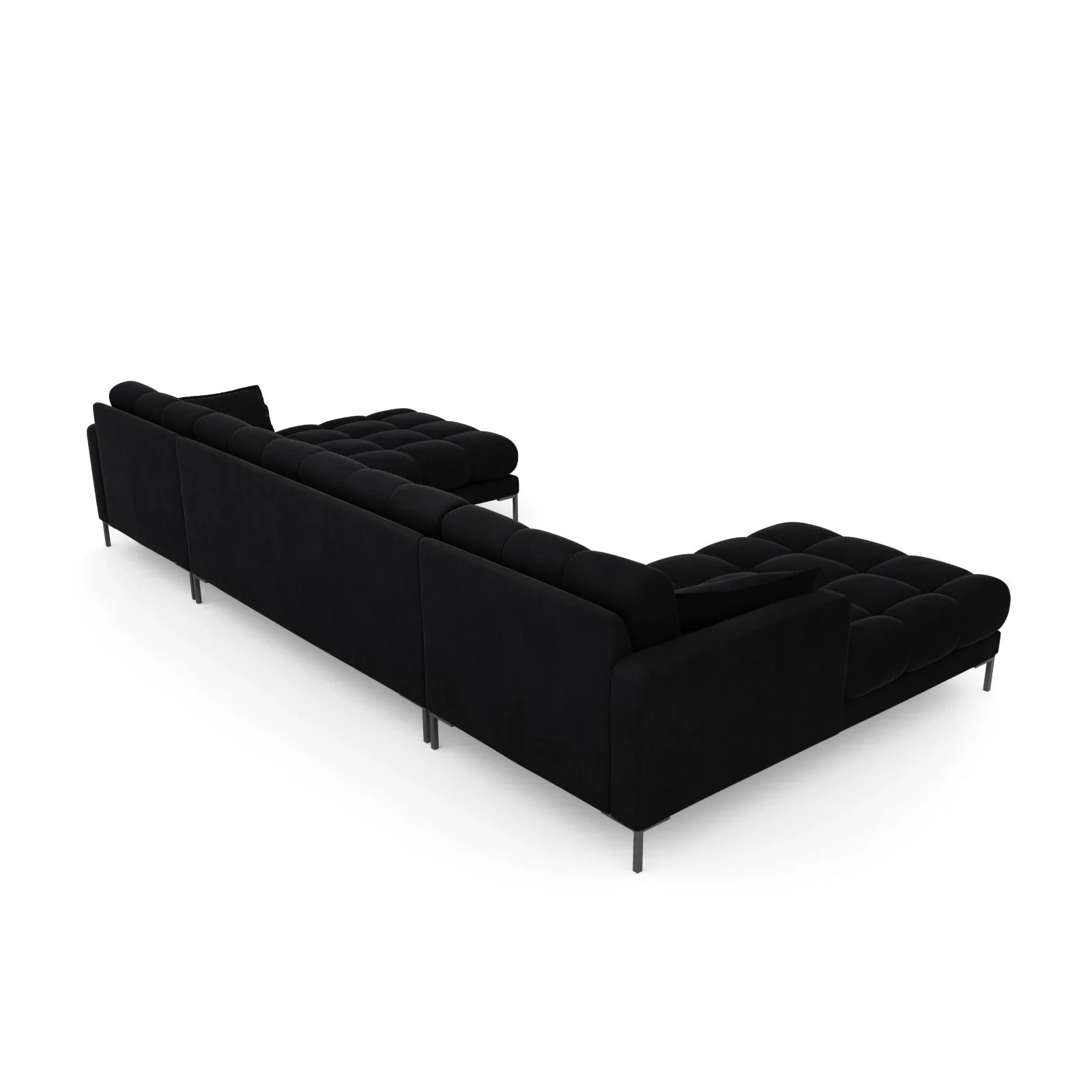 Mamaia 6-Sitzer Panorama-Sofa symmetrisch, Metallbeine Schwarz, mit Bezug aus Samt oder Strukturstoff, 383x185 cm - Image 77