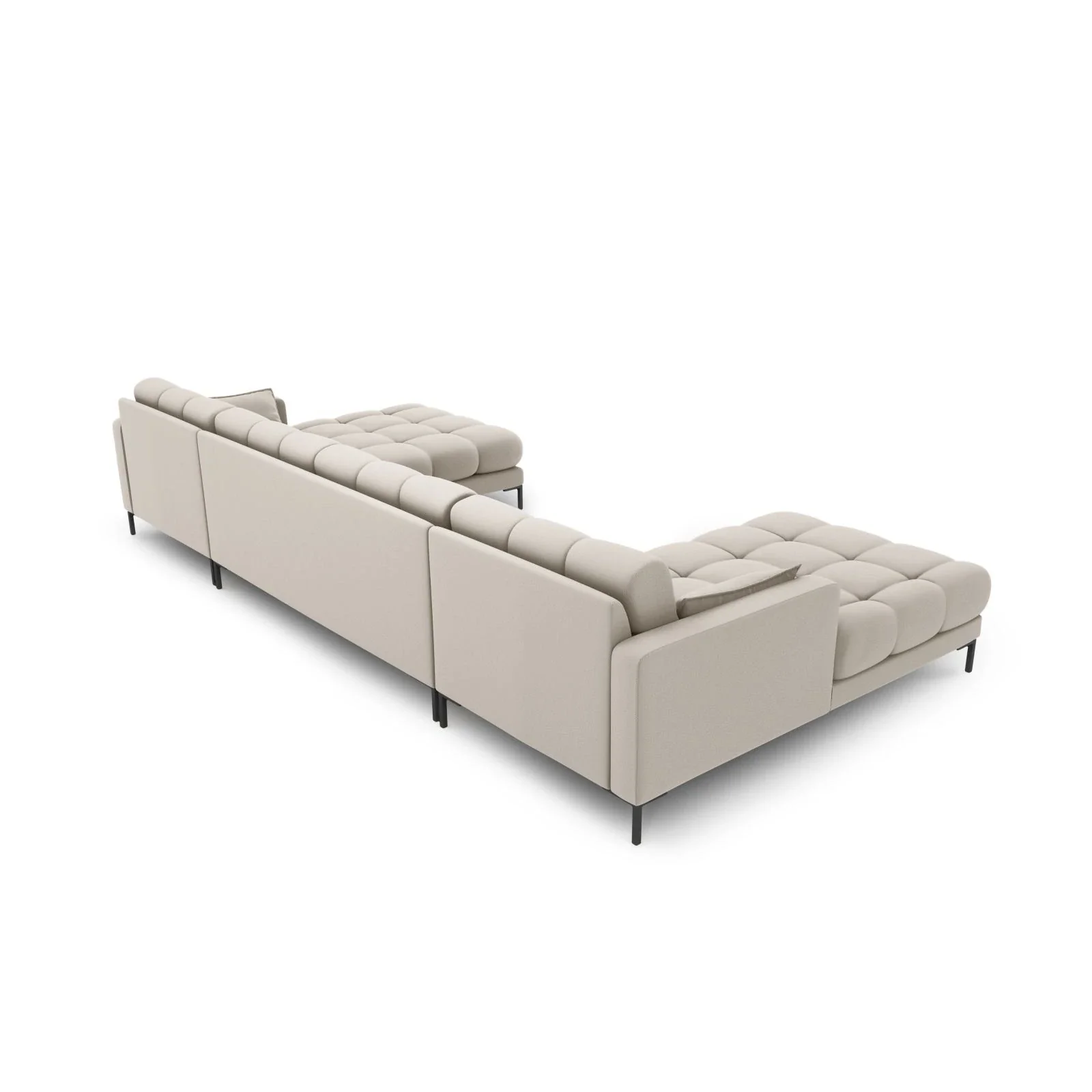 Mamaia 6-Sitzer Panorama-Sofa symmetrisch, Metallbeine Schwarz, mit Bezug aus Samt oder Strukturstoff, 383x185 cm - Image 8