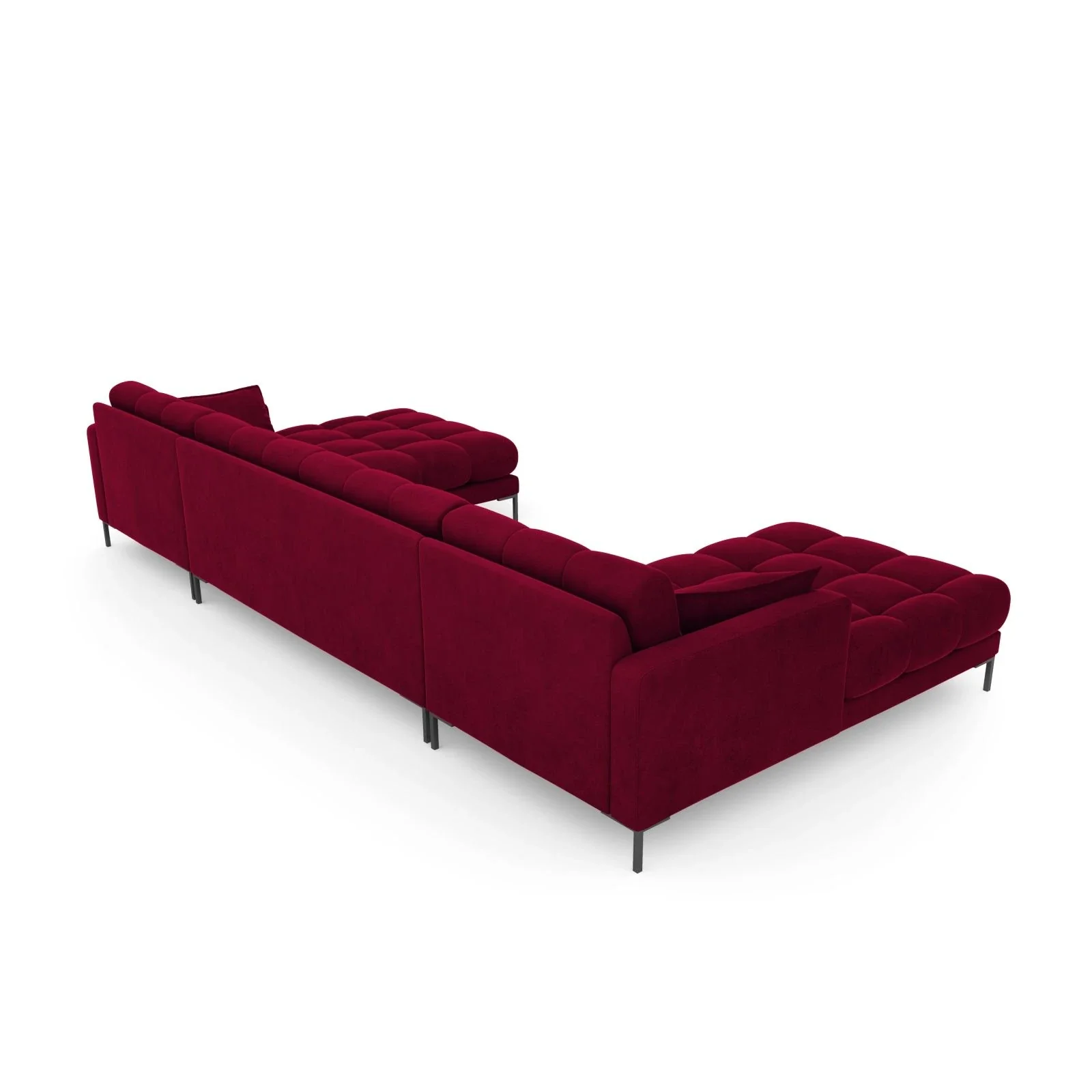 Mamaia 6-Sitzer Panorama-Sofa symmetrisch, Metallbeine Schwarz, mit Bezug aus Samt oder Strukturstoff, 383x185 cm - Image 93