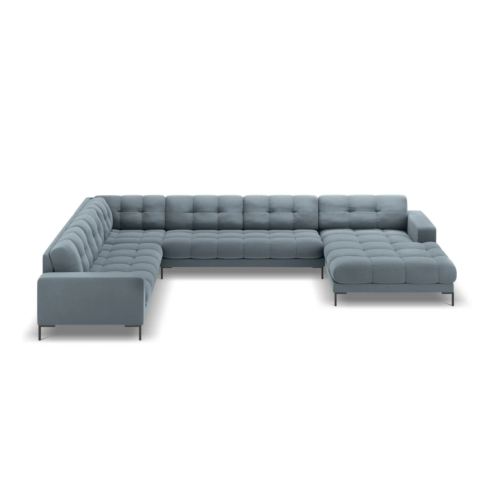 Mamaia 7-Sitzer Panorama-Ecksofa, Linke Seite, Metallbeine Schwarz, mit Bezug aus Samt oder Strukturstoff, 327x256 cm - Image 113