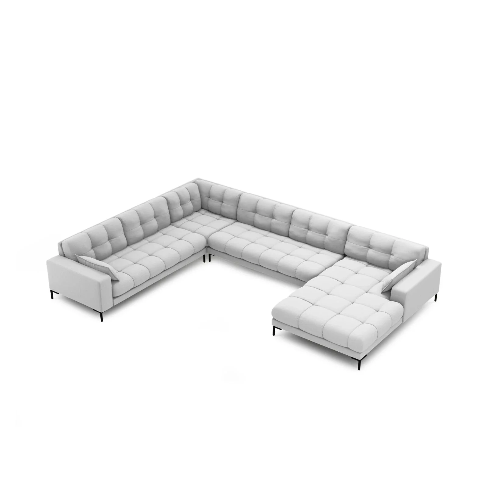 Mamaia 7-Sitzer Panorama-Ecksofa, Linke Seite, Metallbeine Schwarz, mit Bezug aus Samt oder Strukturstoff, 327x256 cm - Image 13