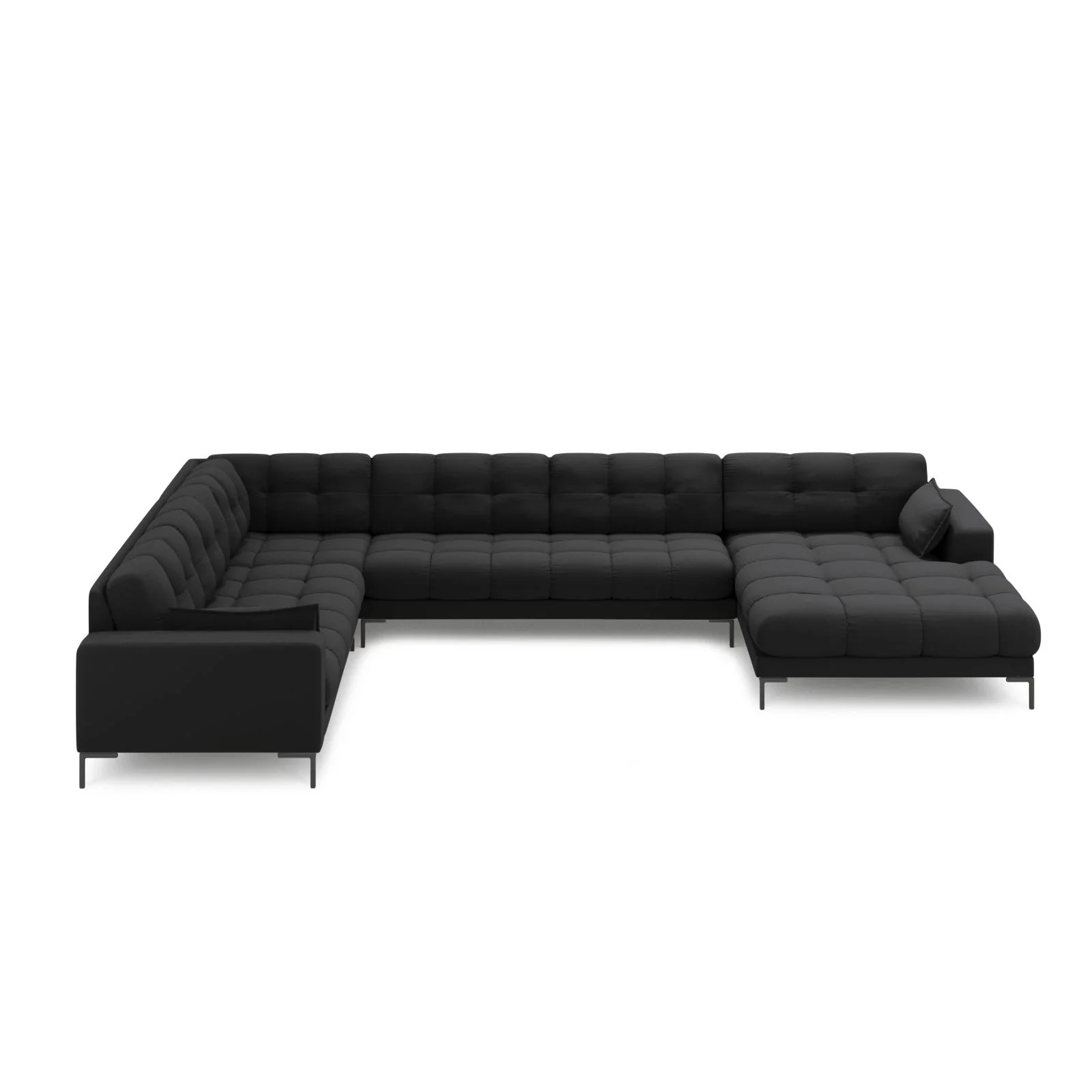 Mamaia 7-Sitzer Panorama-Ecksofa, Linke Seite, Metallbeine Schwarz, mit Bezug aus Samt oder Strukturstoff, 327x256 cm - Image 17