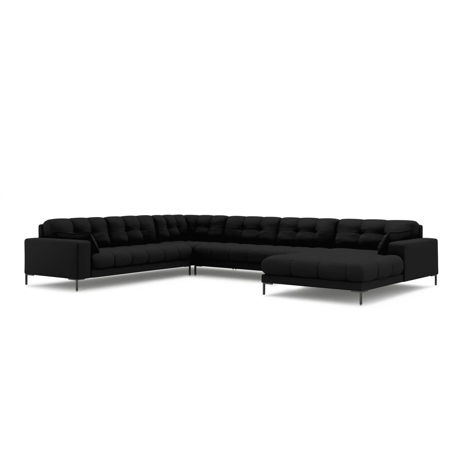 Mamaia 7-Sitzer Panorama-Ecksofa, Linke Seite, Metallbeine Schwarz, mit Bezug aus Samt oder Strukturstoff, 327x256 cm - Image 21