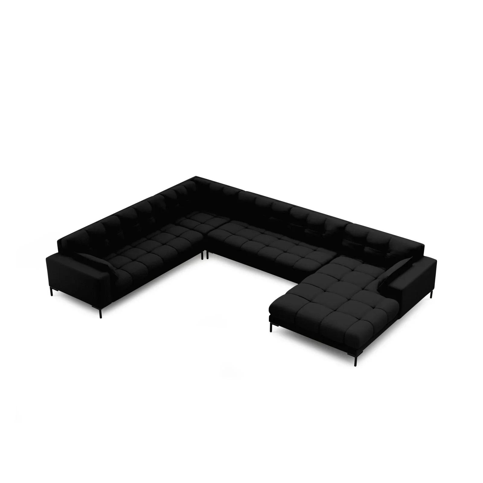 Mamaia 7-Sitzer Panorama-Ecksofa, Linke Seite, Metallbeine Schwarz, mit Bezug aus Samt oder Strukturstoff, 327x256 cm - Image 23