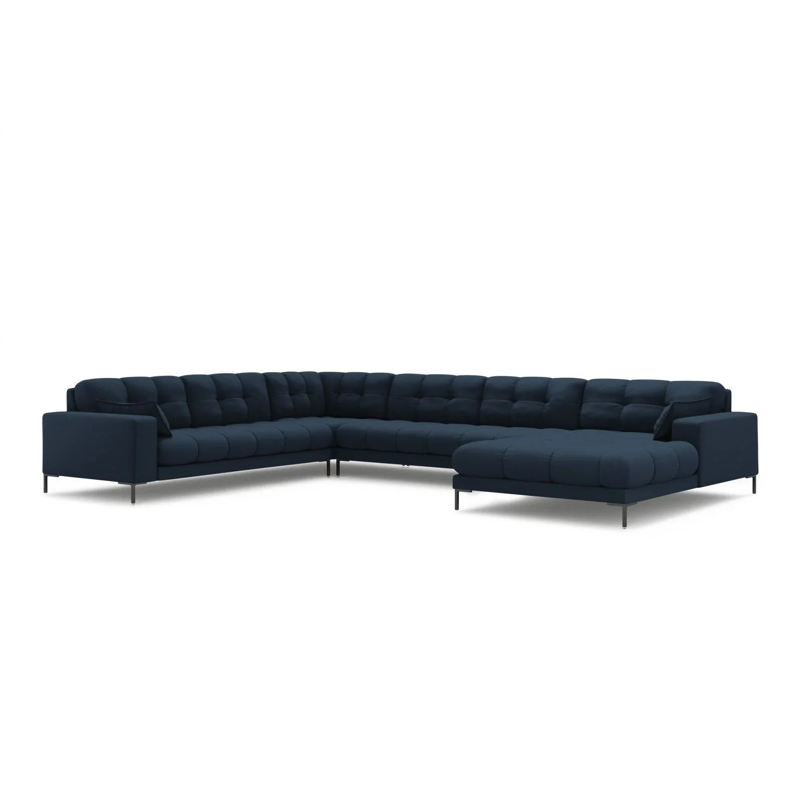 Mamaia 7-Sitzer Panorama-Ecksofa, Linke Seite, Metallbeine Schwarz, mit Bezug aus Samt oder Strukturstoff, 327x256 cm - Image 26