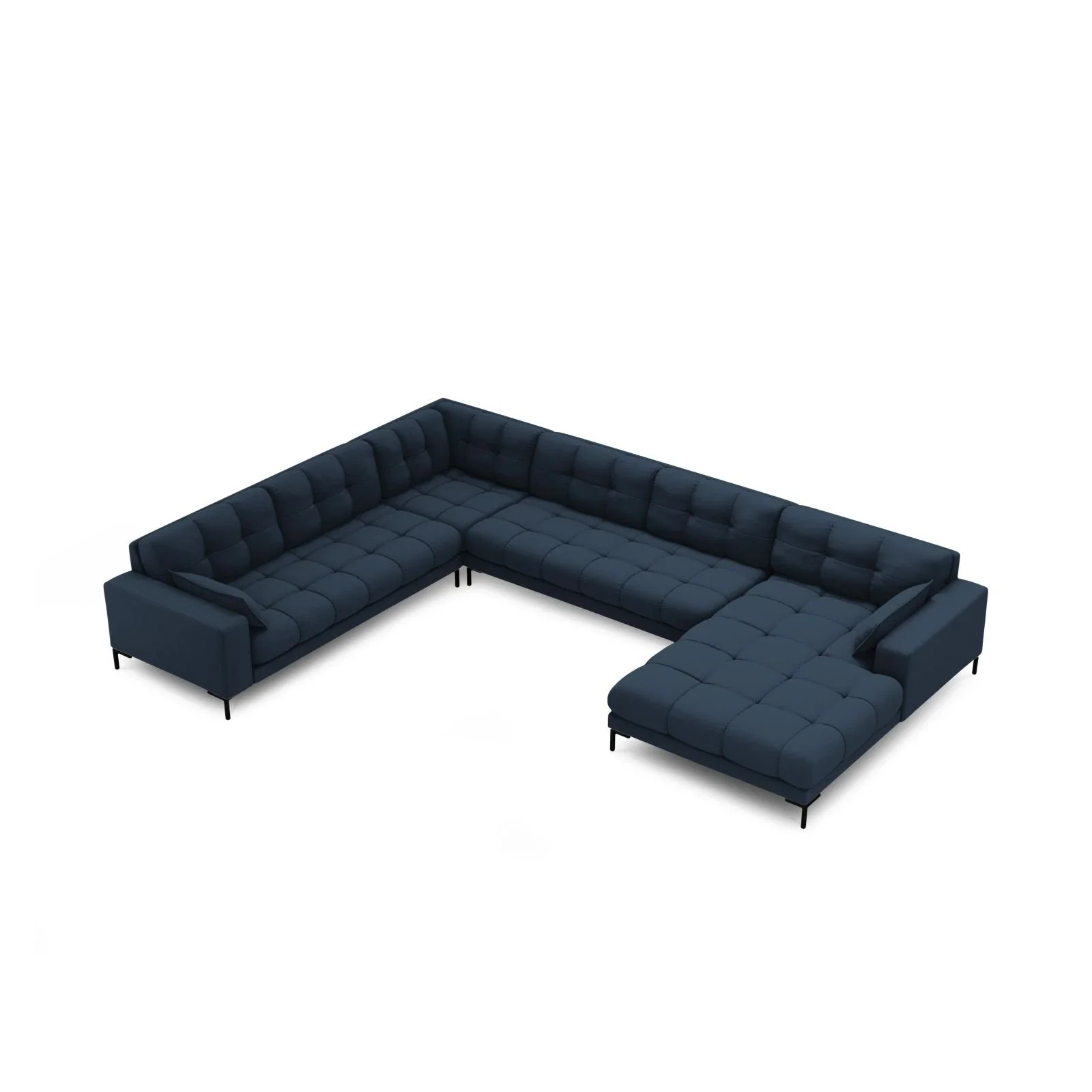 Mamaia 7-Sitzer Panorama-Ecksofa, Linke Seite, Metallbeine Schwarz, mit Bezug aus Samt oder Strukturstoff, 327x256 cm - Image 28
