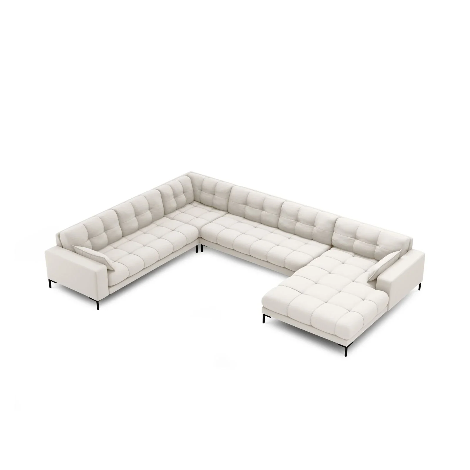 Mamaia 7-Sitzer Panorama-Ecksofa, Linke Seite, Metallbeine Schwarz, mit Bezug aus Samt oder Strukturstoff, 327x256 cm - Image 3