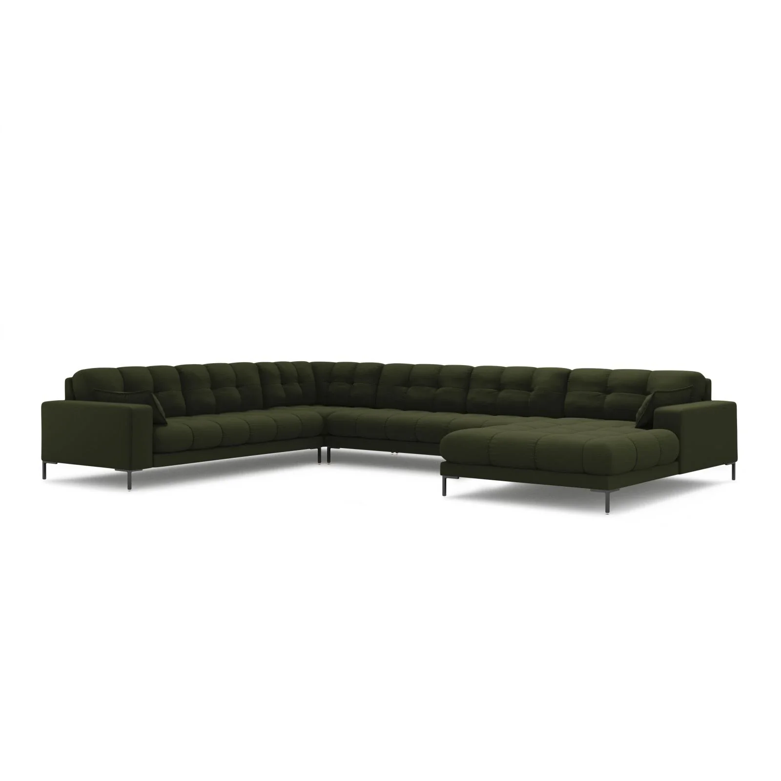 Mamaia 7-Sitzer Panorama-Ecksofa, Linke Seite, Metallbeine Schwarz, mit Bezug aus Samt oder Strukturstoff, 327x256 cm - Image 31