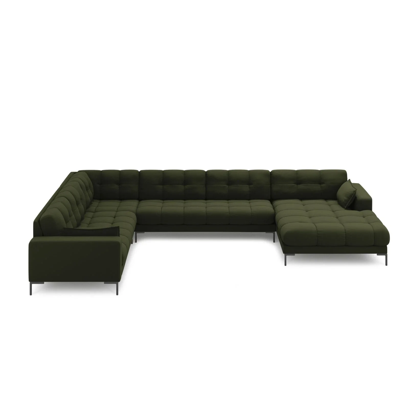 Mamaia 7-Sitzer Panorama-Ecksofa, Linke Seite, Metallbeine Schwarz, mit Bezug aus Samt oder Strukturstoff, 327x256 cm - Image 32