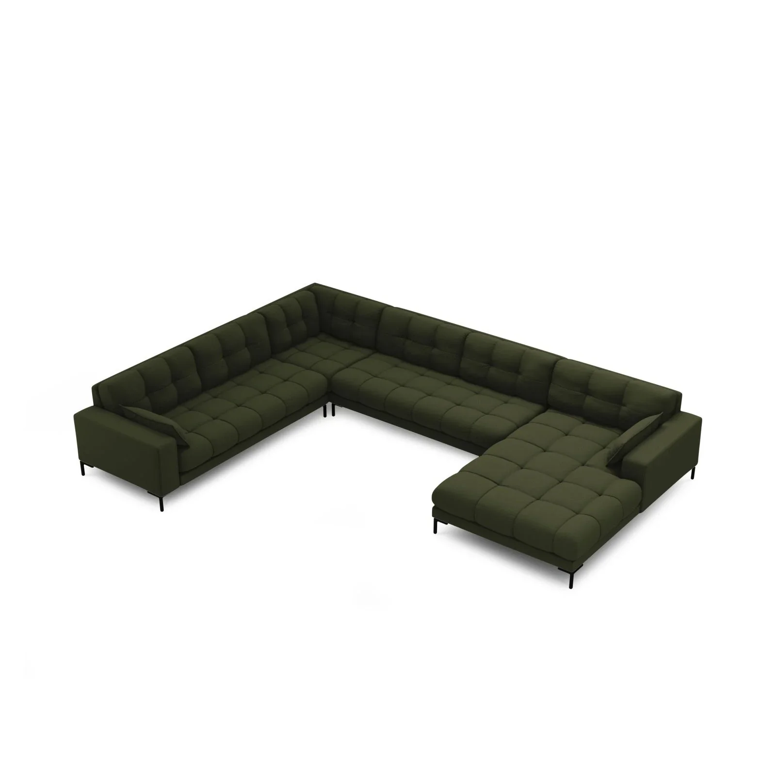 Mamaia 7-Sitzer Panorama-Ecksofa, Linke Seite, Metallbeine Schwarz, mit Bezug aus Samt oder Strukturstoff, 327x256 cm - Image 33