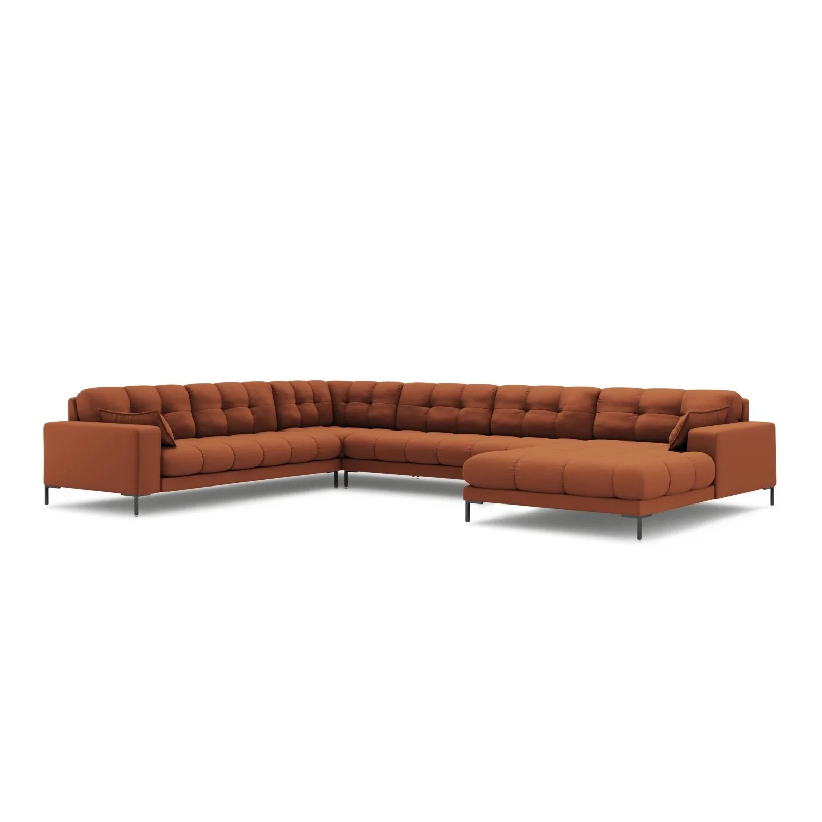 Mamaia 7-Sitzer Panorama-Ecksofa, Linke Seite, Metallbeine Schwarz, mit Bezug aus Samt oder Strukturstoff, 327x256 cm - Image 36