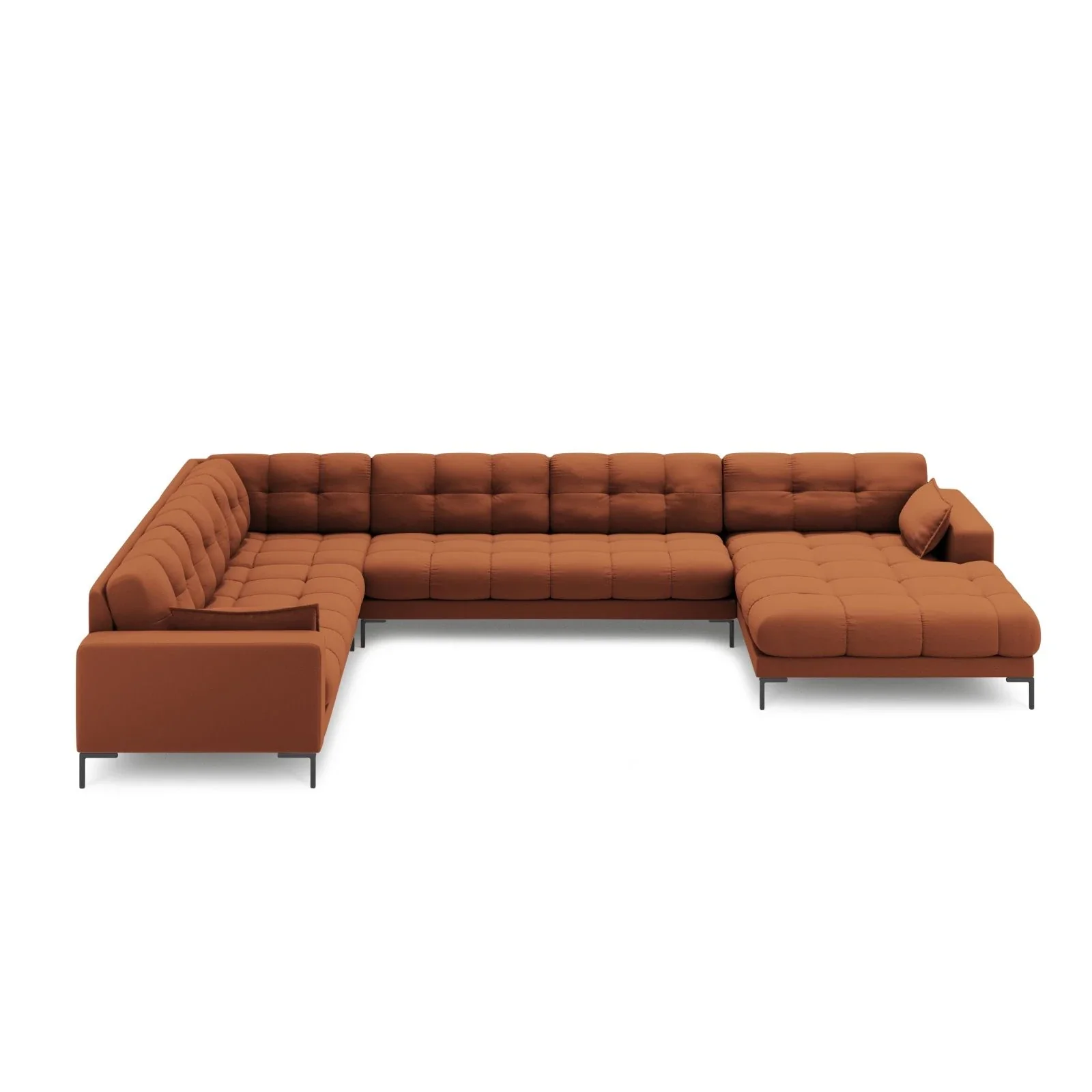 Mamaia 7-Sitzer Panorama-Ecksofa, Linke Seite, Metallbeine Schwarz, mit Bezug aus Samt oder Strukturstoff, 327x256 cm - Image 37