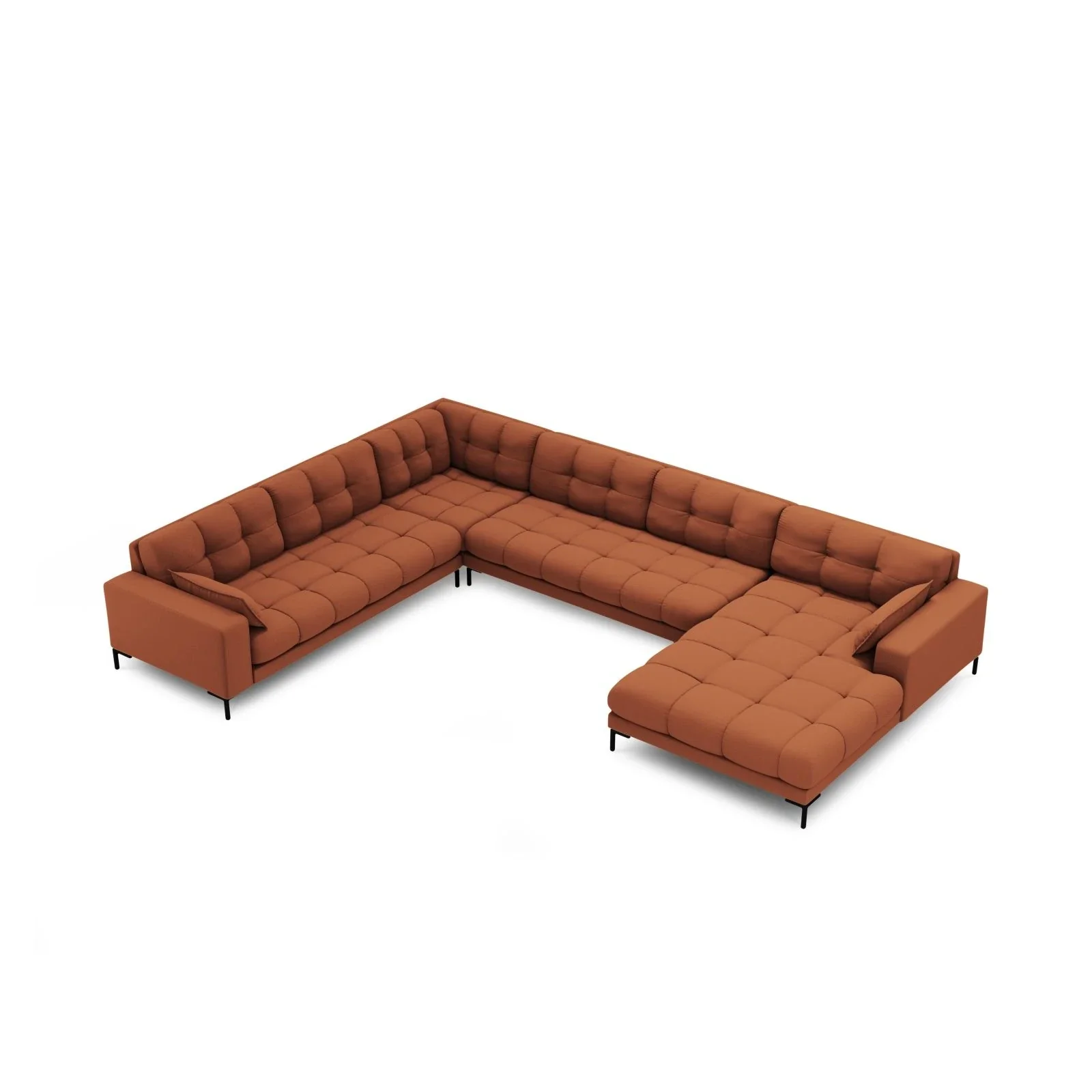 Mamaia 7-Sitzer Panorama-Ecksofa, Linke Seite, Metallbeine Schwarz, mit Bezug aus Samt oder Strukturstoff, 327x256 cm - Image 38