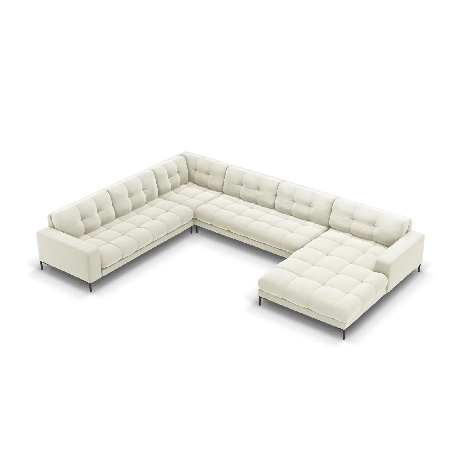 Mamaia 7-Sitzer Panorama-Ecksofa, Linke Seite, Metallbeine Schwarz, mit Bezug aus Samt oder Strukturstoff, 327x256 cm - Image 41