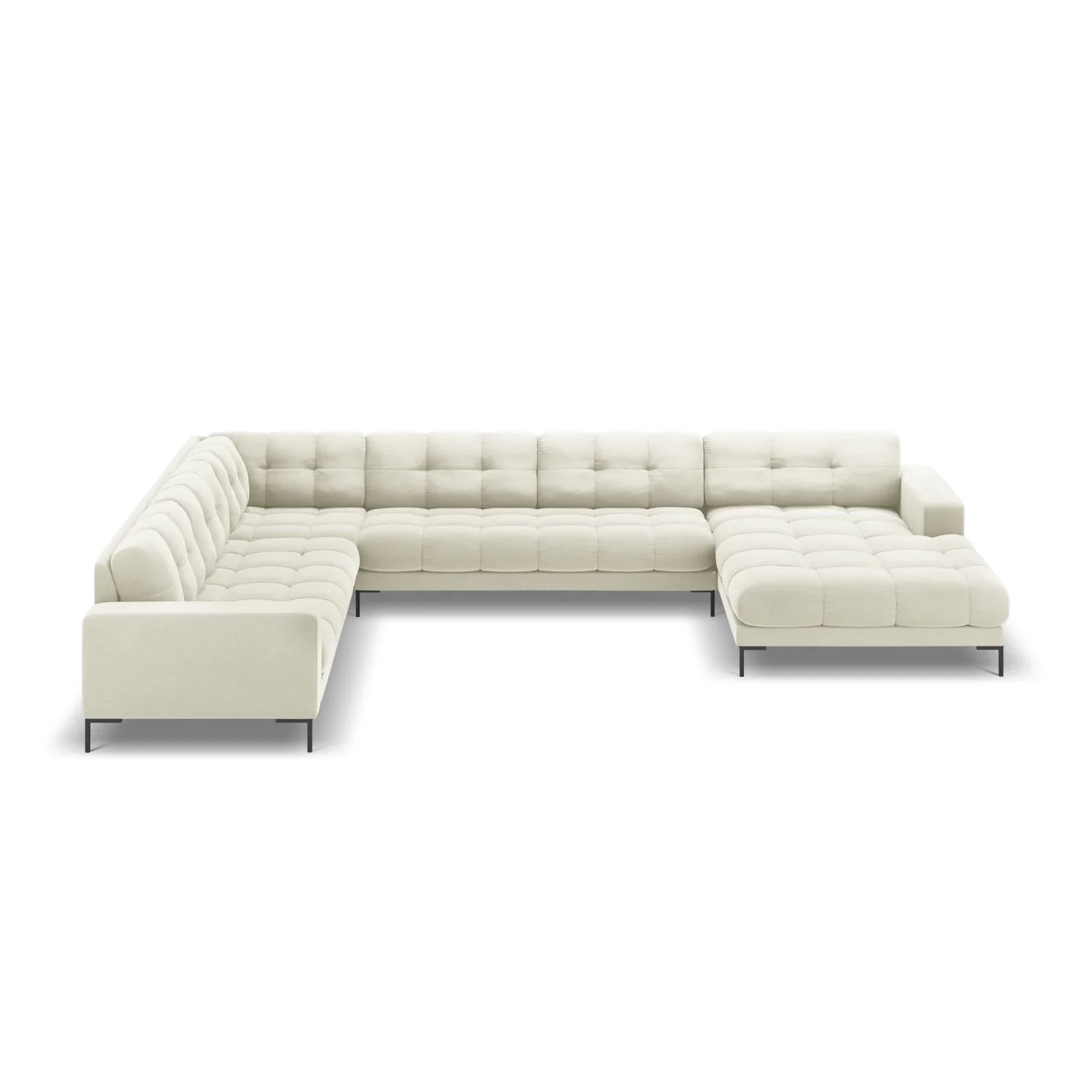 Mamaia 7-Sitzer Panorama-Ecksofa, Linke Seite, Metallbeine Schwarz, mit Bezug aus Samt oder Strukturstoff, 327x256 cm - Image 43