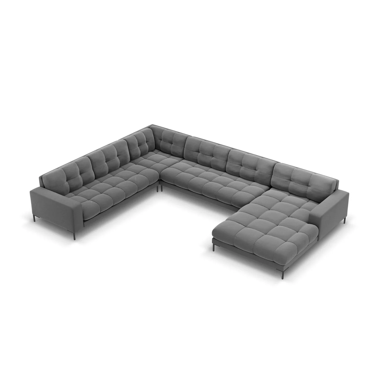 Mamaia 7-Sitzer Panorama-Ecksofa, Linke Seite, Metallbeine Schwarz, mit Bezug aus Samt oder Strukturstoff, 327x256 cm - Image 55