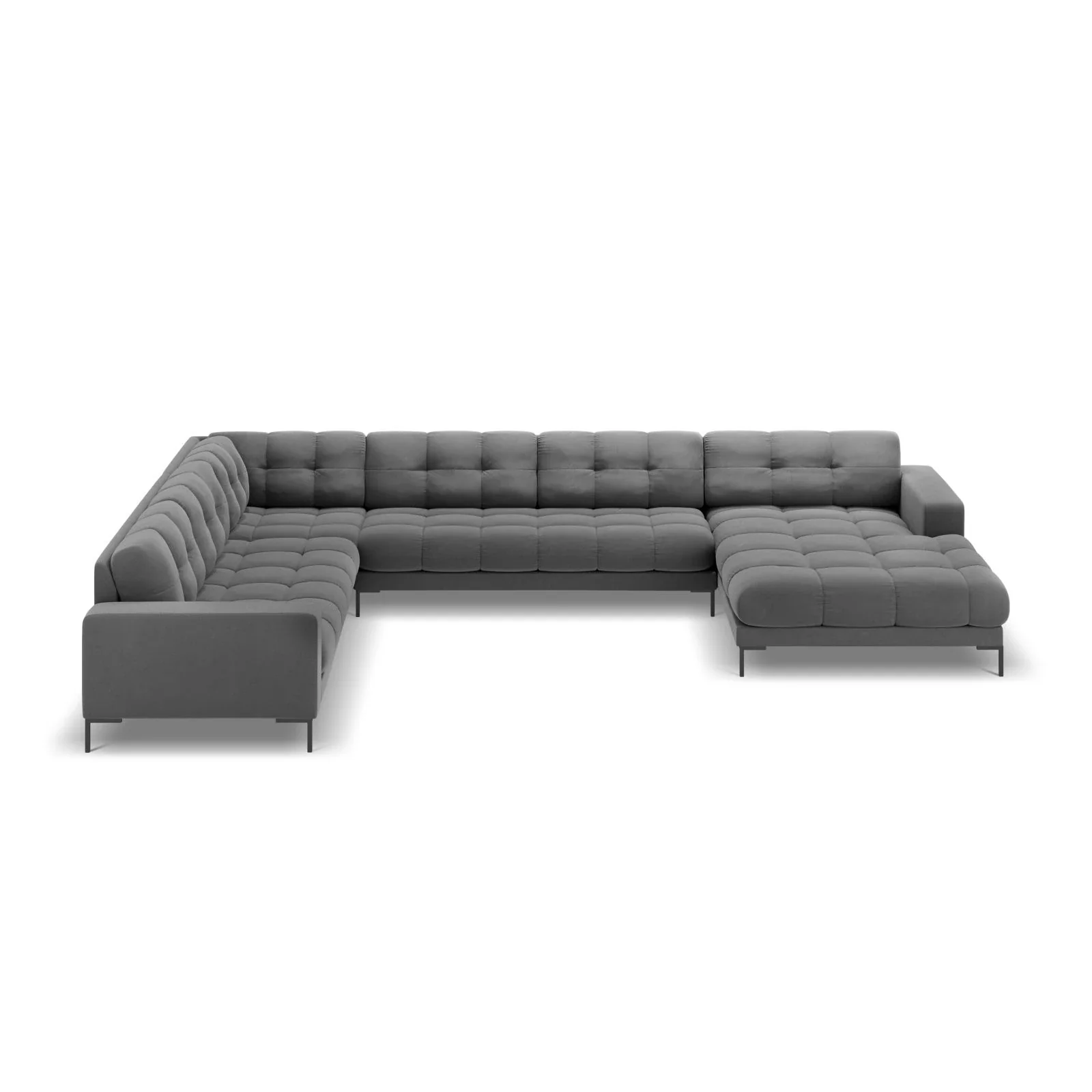 Mamaia 7-Sitzer Panorama-Ecksofa, Linke Seite, Metallbeine Schwarz, mit Bezug aus Samt oder Strukturstoff, 327x256 cm - Image 57