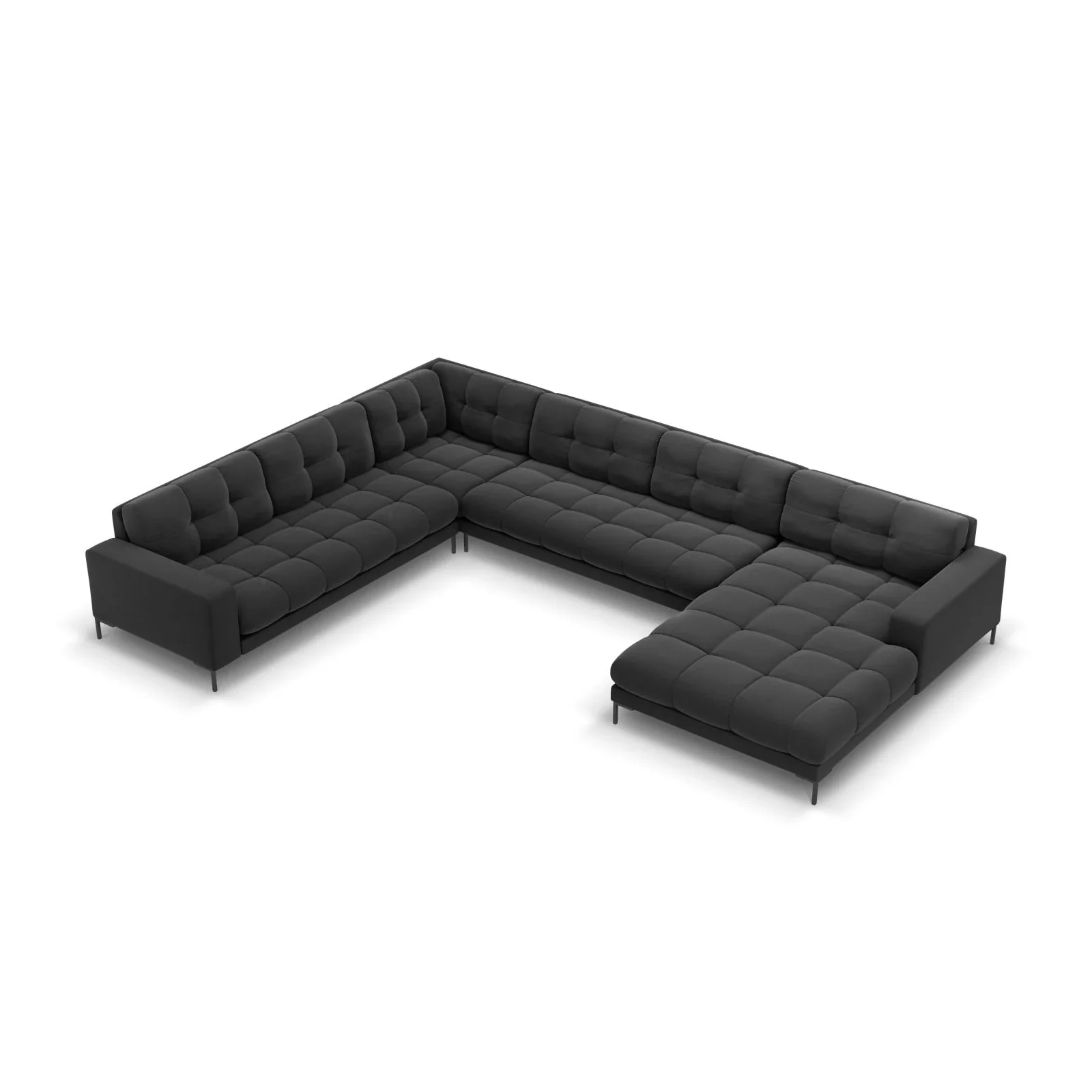 Mamaia 7-Sitzer Panorama-Ecksofa, Linke Seite, Metallbeine Schwarz, mit Bezug aus Samt oder Strukturstoff, 327x256 cm - Image 62
