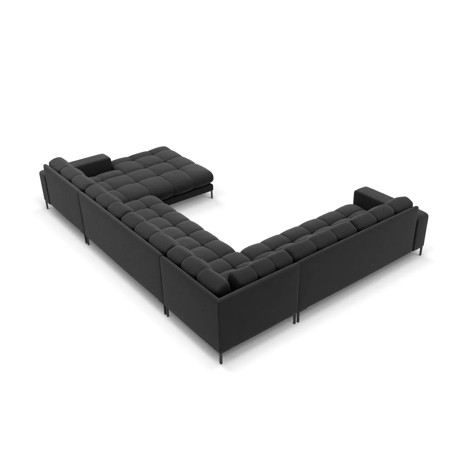 Mamaia 7-Sitzer Panorama-Ecksofa, Linke Seite, Metallbeine Schwarz, mit Bezug aus Samt oder Strukturstoff, 327x256 cm - Image 65