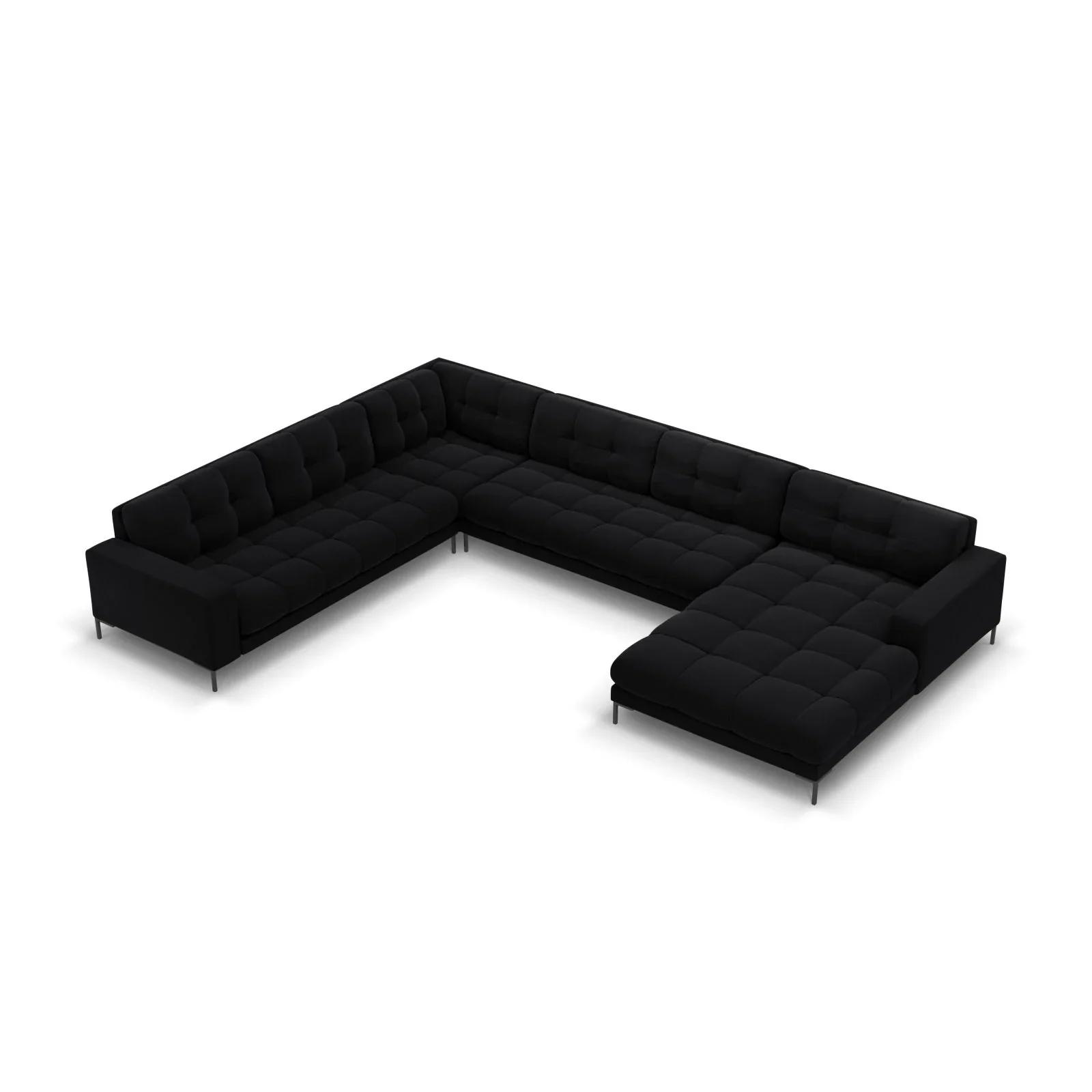 Mamaia 7-Sitzer Panorama-Ecksofa, Linke Seite, Metallbeine Schwarz, mit Bezug aus Samt oder Strukturstoff, 327x256 cm - Image 69