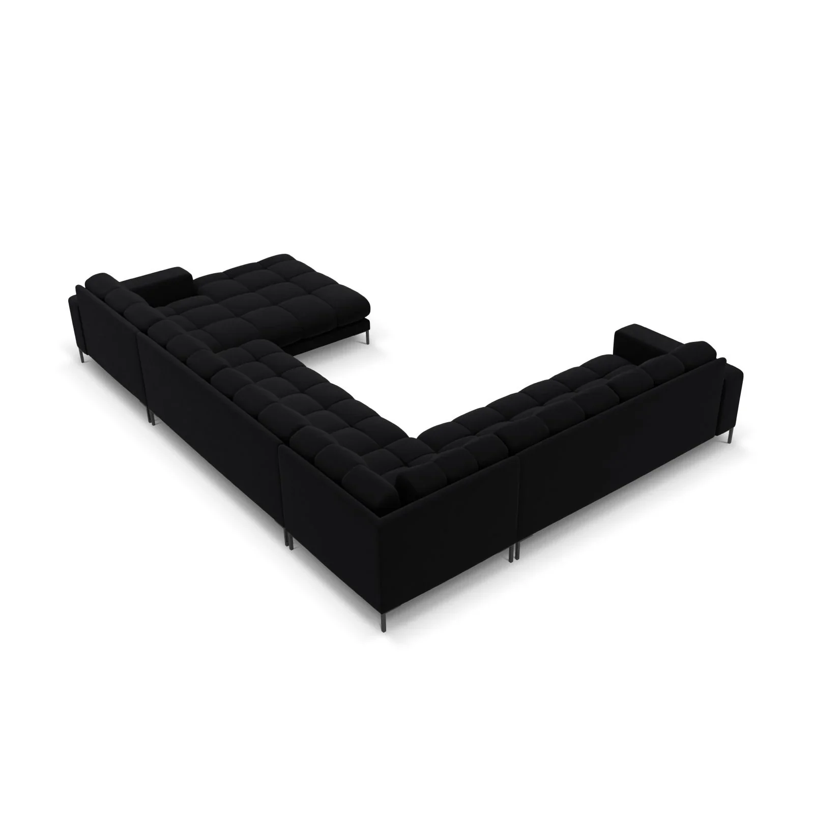 Mamaia 7-Sitzer Panorama-Ecksofa, Linke Seite, Metallbeine Schwarz, mit Bezug aus Samt oder Strukturstoff, 327x256 cm - Image 72