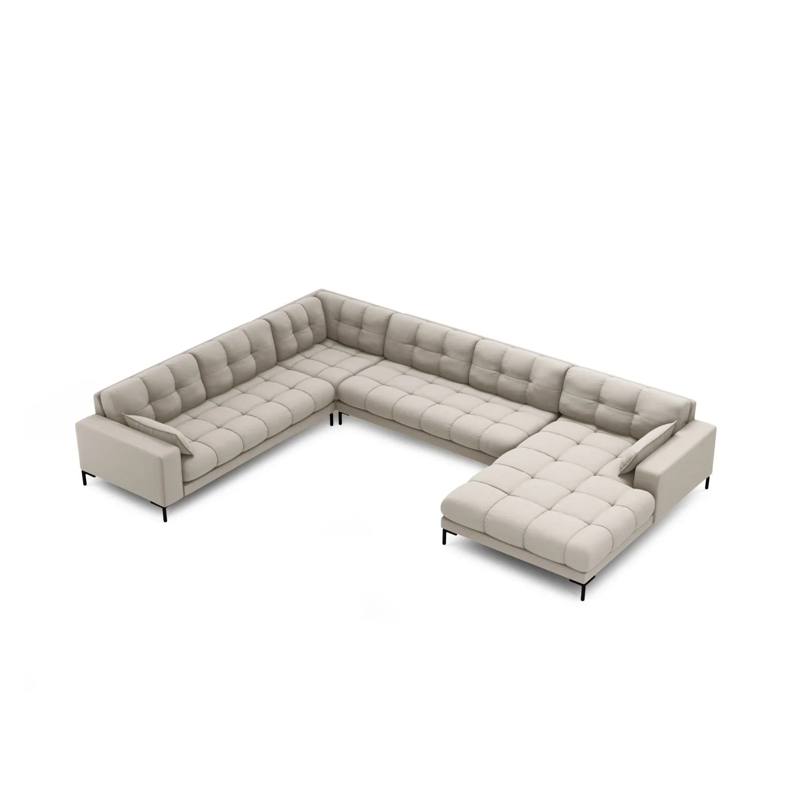 Mamaia 7-Sitzer Panorama-Ecksofa, Linke Seite, Metallbeine Schwarz, mit Bezug aus Samt oder Strukturstoff, 327x256 cm - Image 8