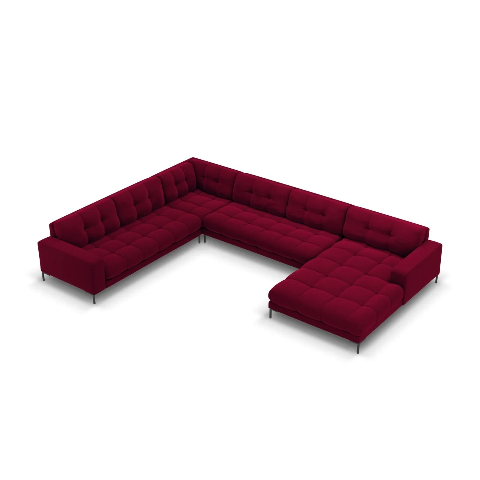 Mamaia 7-Sitzer Panorama-Ecksofa, Linke Seite, Metallbeine Schwarz, mit Bezug aus Samt oder Strukturstoff, 327x256 cm - Image 83