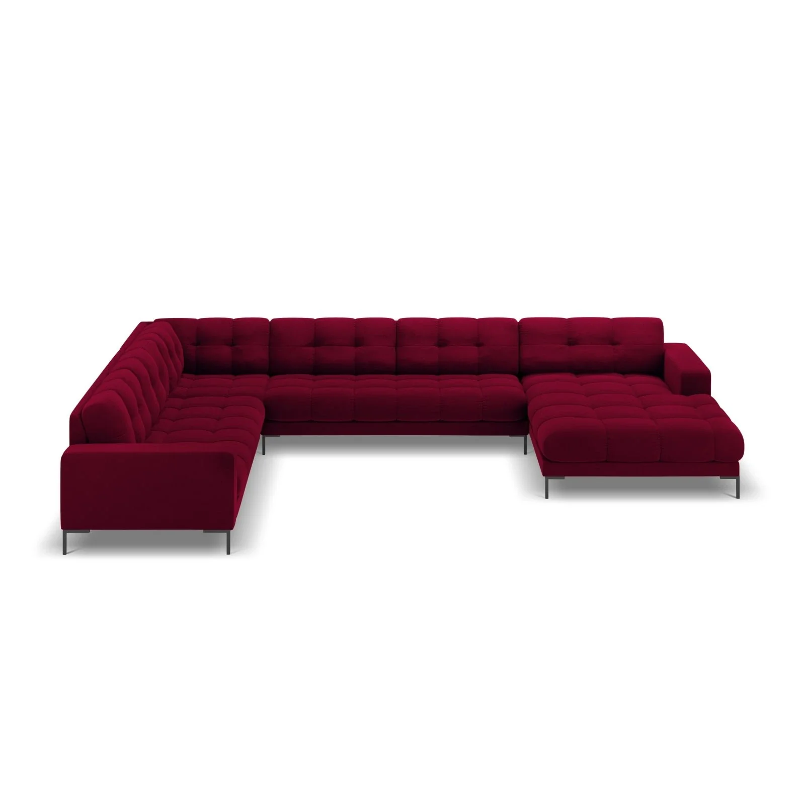 Mamaia 7-Sitzer Panorama-Ecksofa, Linke Seite, Metallbeine Schwarz, mit Bezug aus Samt oder Strukturstoff, 327x256 cm - Image 85