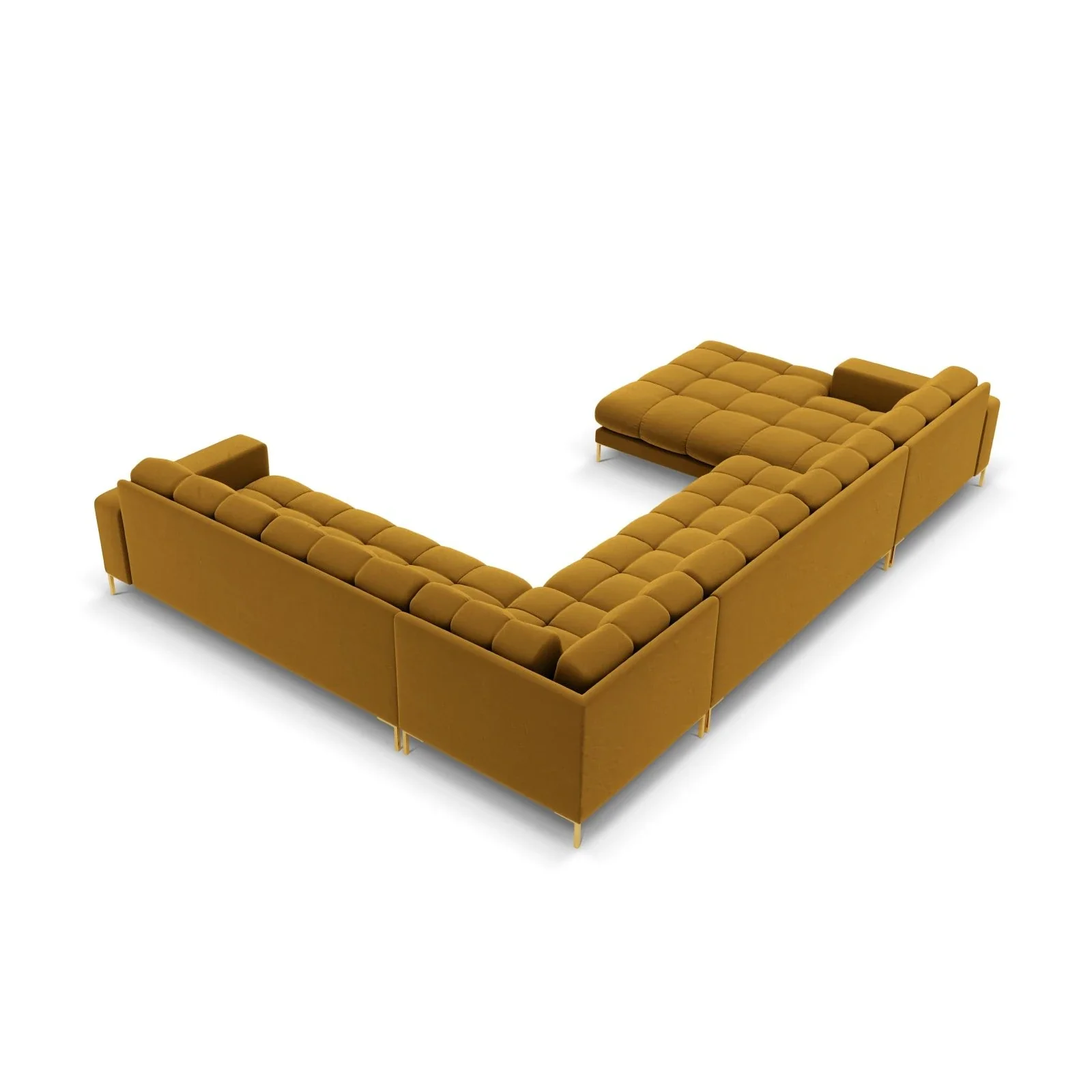 Mamaia 7-Sitzer Panorama-Ecksofa, Rechte Seite, Beine Goldmetall, mit Bezug aus Samt oder Strukturstoff, 327x256 cm - Image 100