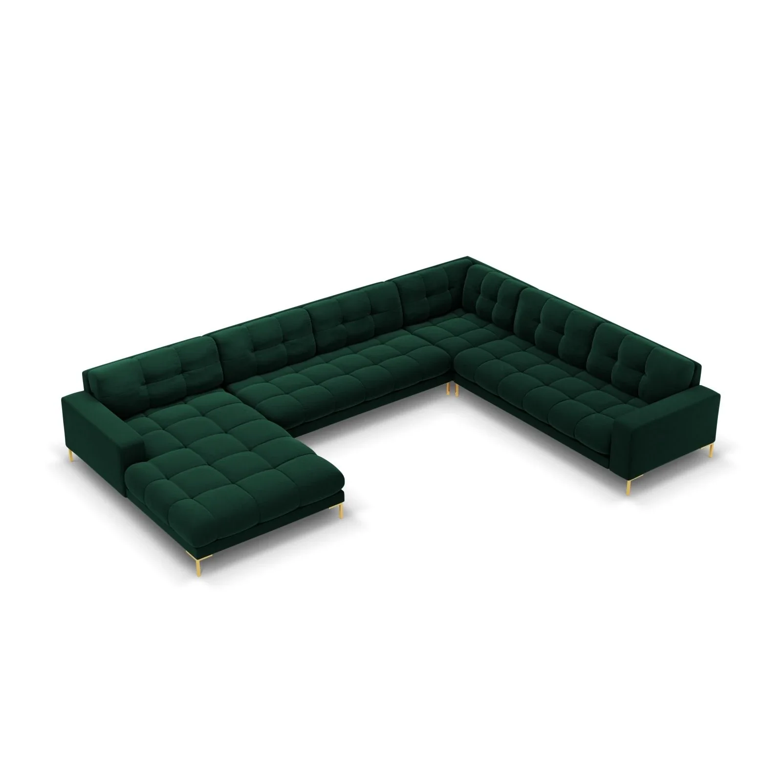 Mamaia 7-Sitzer Panorama-Ecksofa, Rechte Seite, Beine Goldmetall, mit Bezug aus Samt oder Strukturstoff, 327x256 cm - Image 104