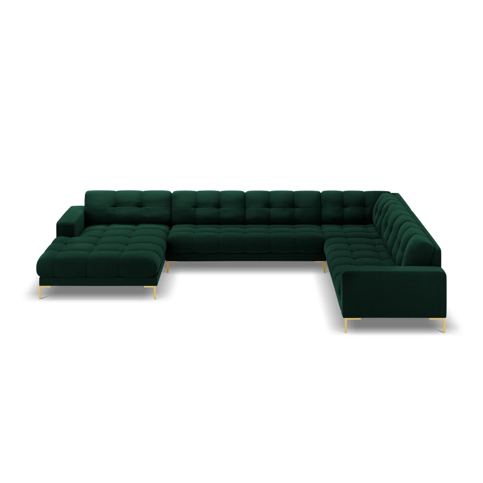 Mamaia 7-Sitzer Panorama-Ecksofa, Rechte Seite, Beine Goldmetall, mit Bezug aus Samt oder Strukturstoff, 327x256 cm - Image 106