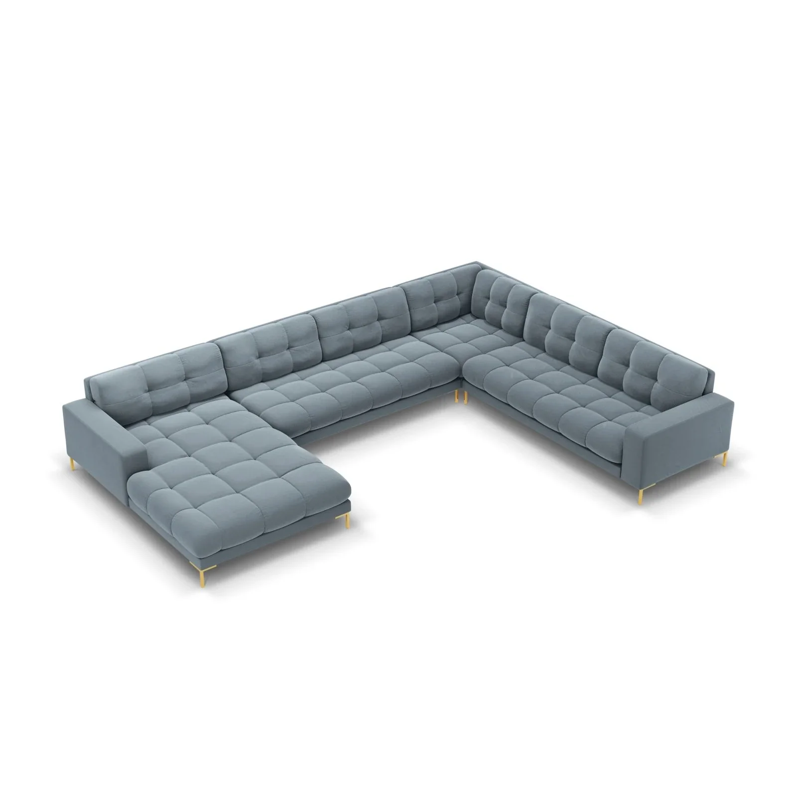 Mamaia 7-Sitzer Panorama-Ecksofa, Rechte Seite, Beine Goldmetall, mit Bezug aus Samt oder Strukturstoff, 327x256 cm - Image 111