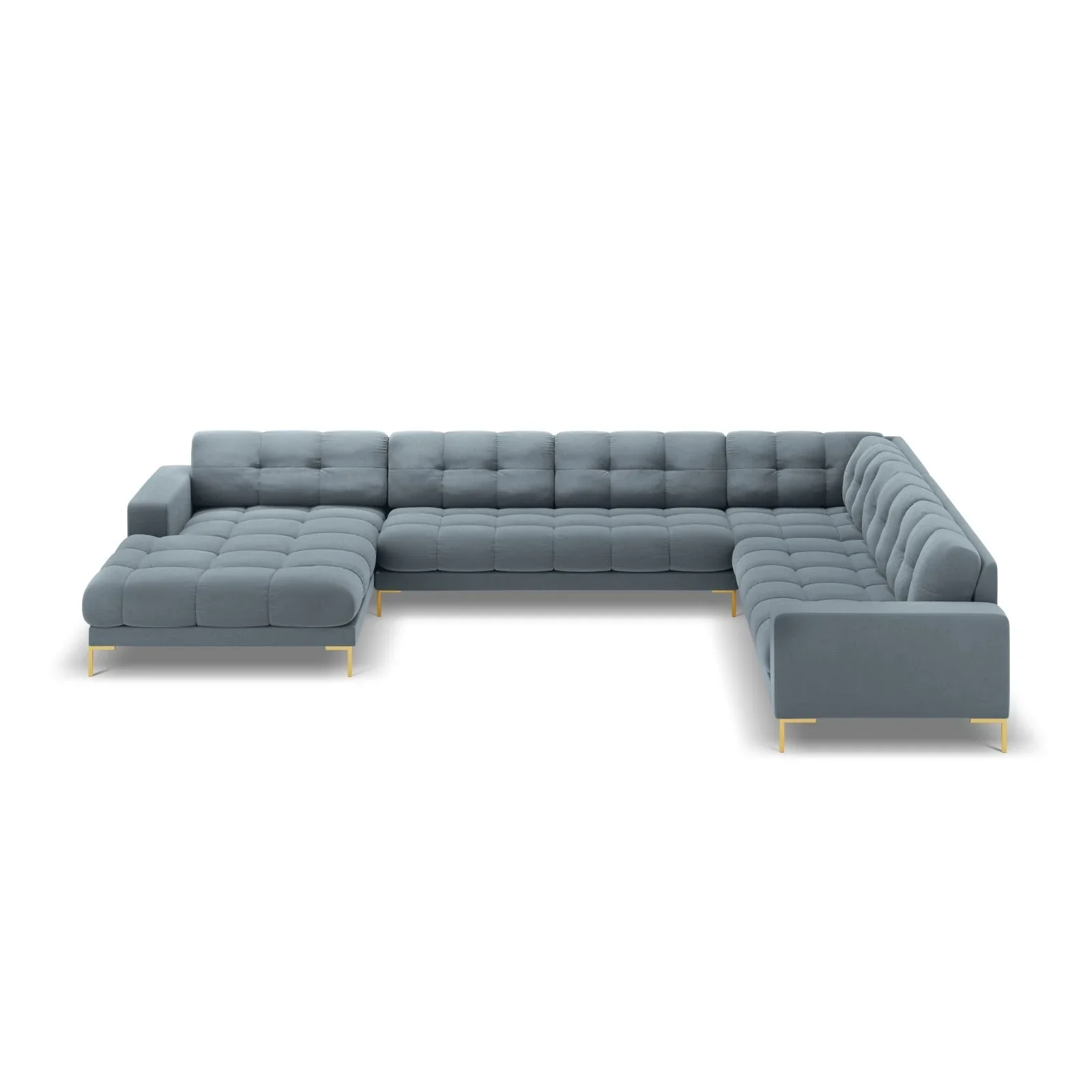 Mamaia 7-Sitzer Panorama-Ecksofa, Rechte Seite, Beine Goldmetall, mit Bezug aus Samt oder Strukturstoff, 327x256 cm - Image 113