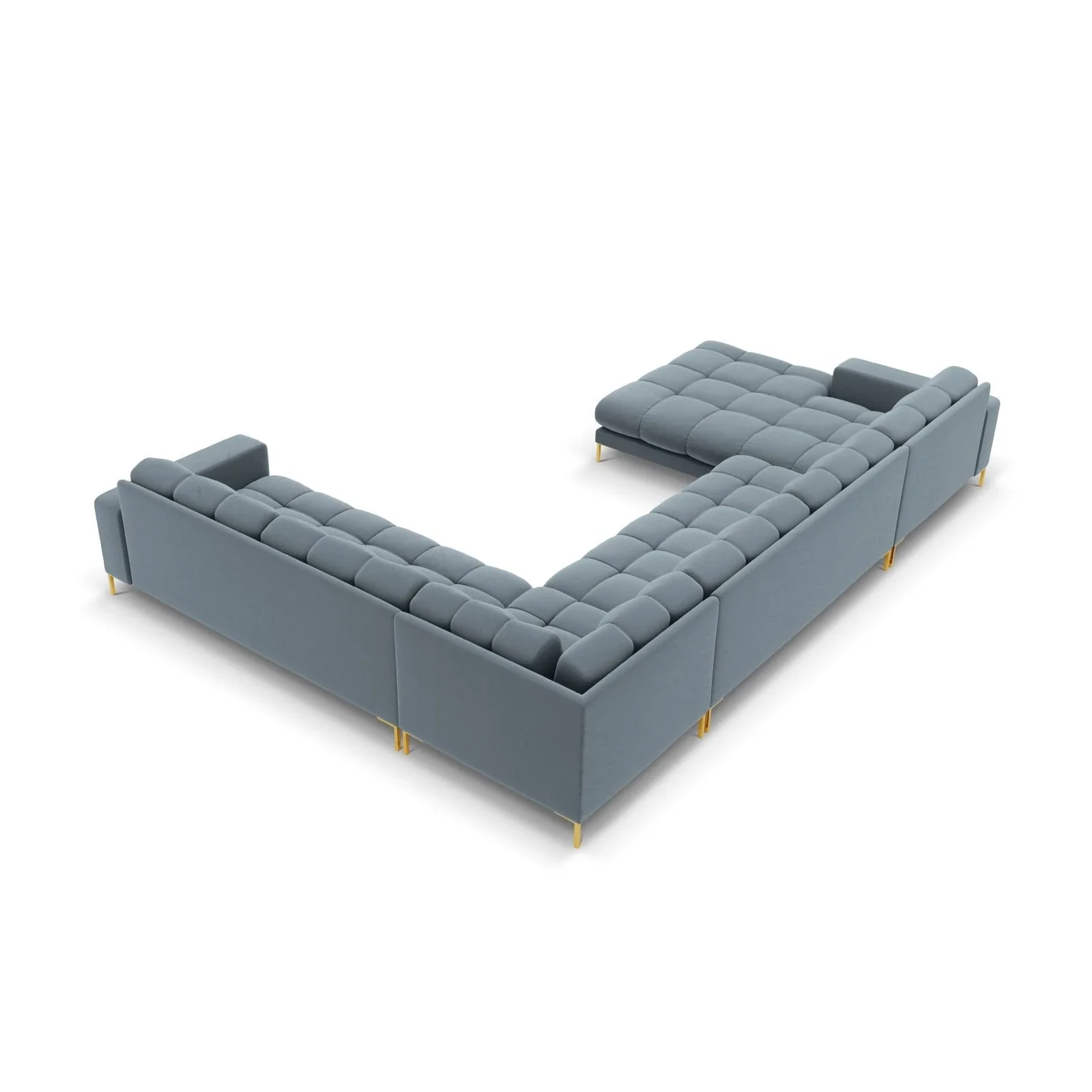 Mamaia 7-Sitzer Panorama-Ecksofa, Rechte Seite, Beine Goldmetall, mit Bezug aus Samt oder Strukturstoff, 327x256 cm - Image 114