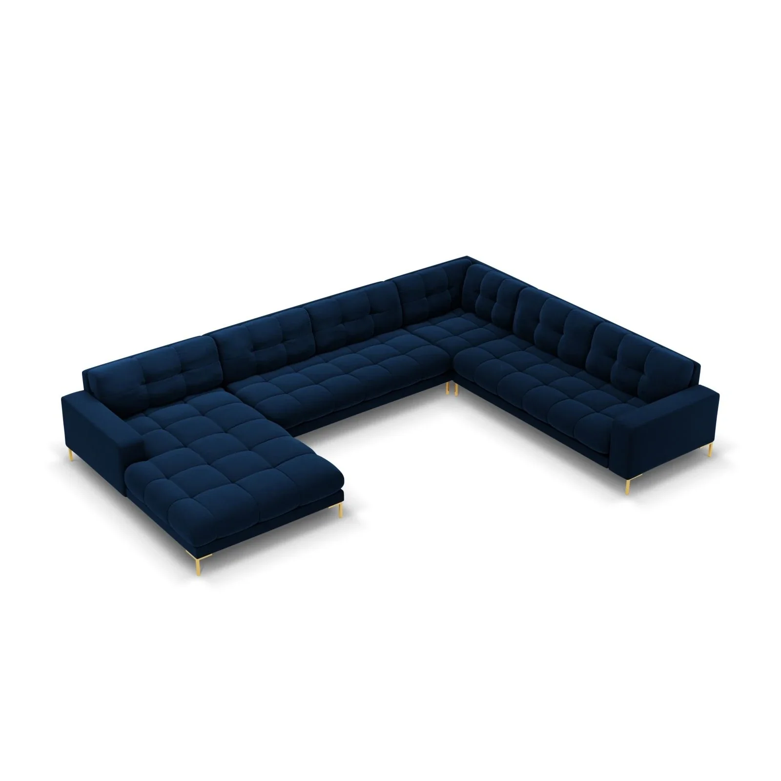 Mamaia 7-Sitzer Panorama-Ecksofa, Rechte Seite, Beine Goldmetall, mit Bezug aus Samt oder Strukturstoff, 327x256 cm - Image 118