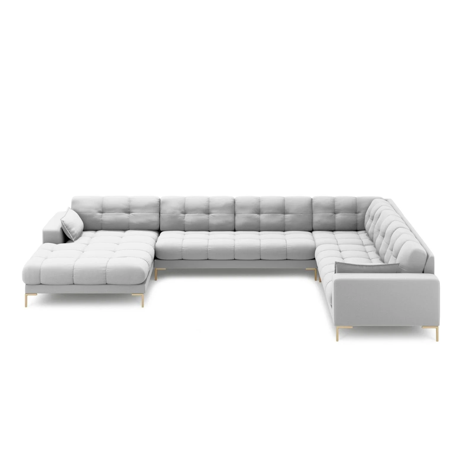Mamaia 7-Sitzer Panorama-Ecksofa, Rechte Seite, Beine Goldmetall, mit Bezug aus Samt oder Strukturstoff, 327x256 cm - Image 12