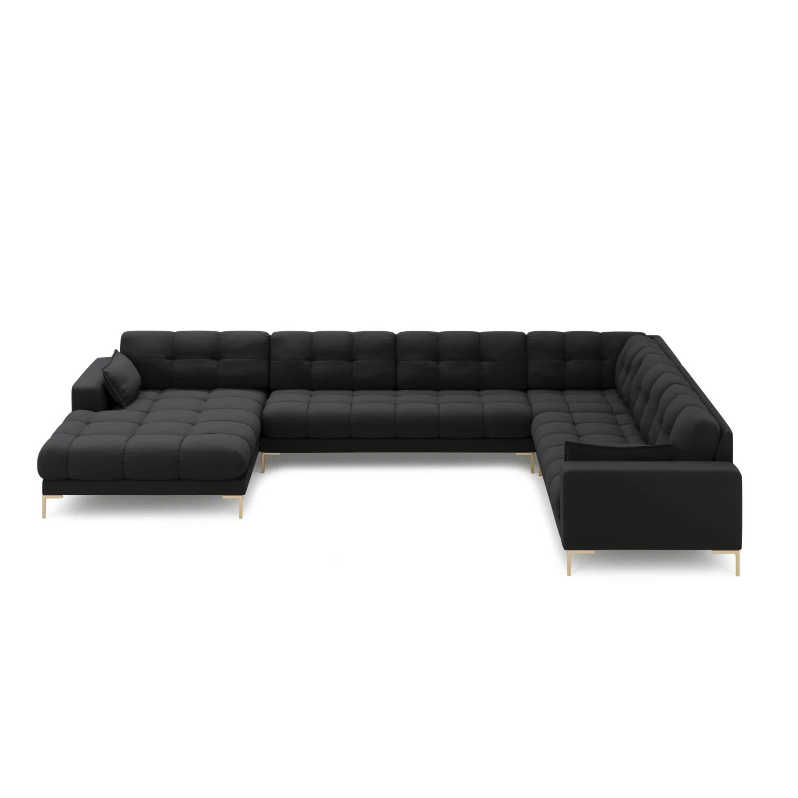 Mamaia 7-Sitzer Panorama-Ecksofa, Rechte Seite, Beine Goldmetall, mit Bezug aus Samt oder Strukturstoff, 327x256 cm - Image 17