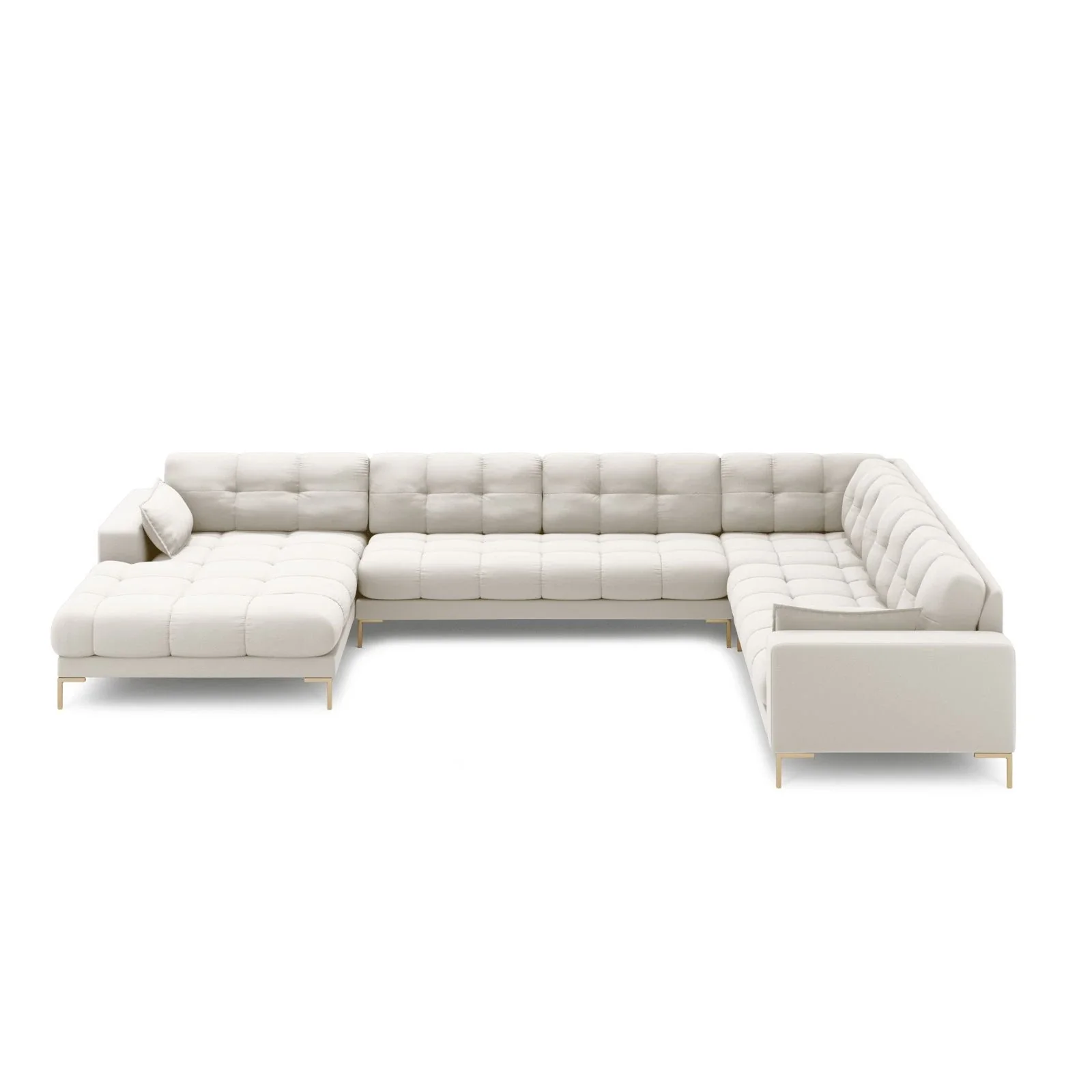 Mamaia 7-Sitzer Panorama-Ecksofa, Rechte Seite, Beine Goldmetall, mit Bezug aus Samt oder Strukturstoff, 327x256 cm - Image 2